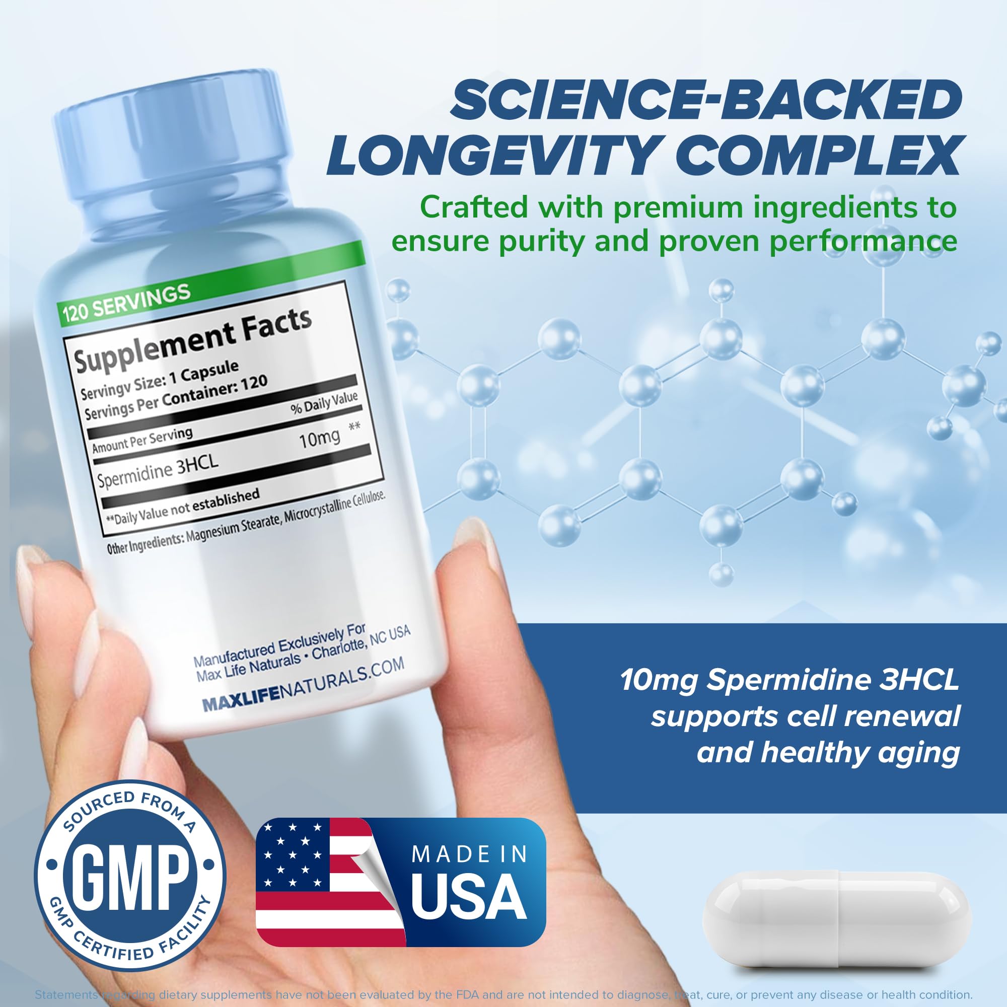 MAXLIFE NATURALS Spermidina 3HCL envoltorio: control de calidad