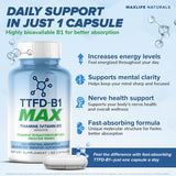 MAXLIFE NATURALS TTFD tiamina B1 cápsulas para ingestión fácil