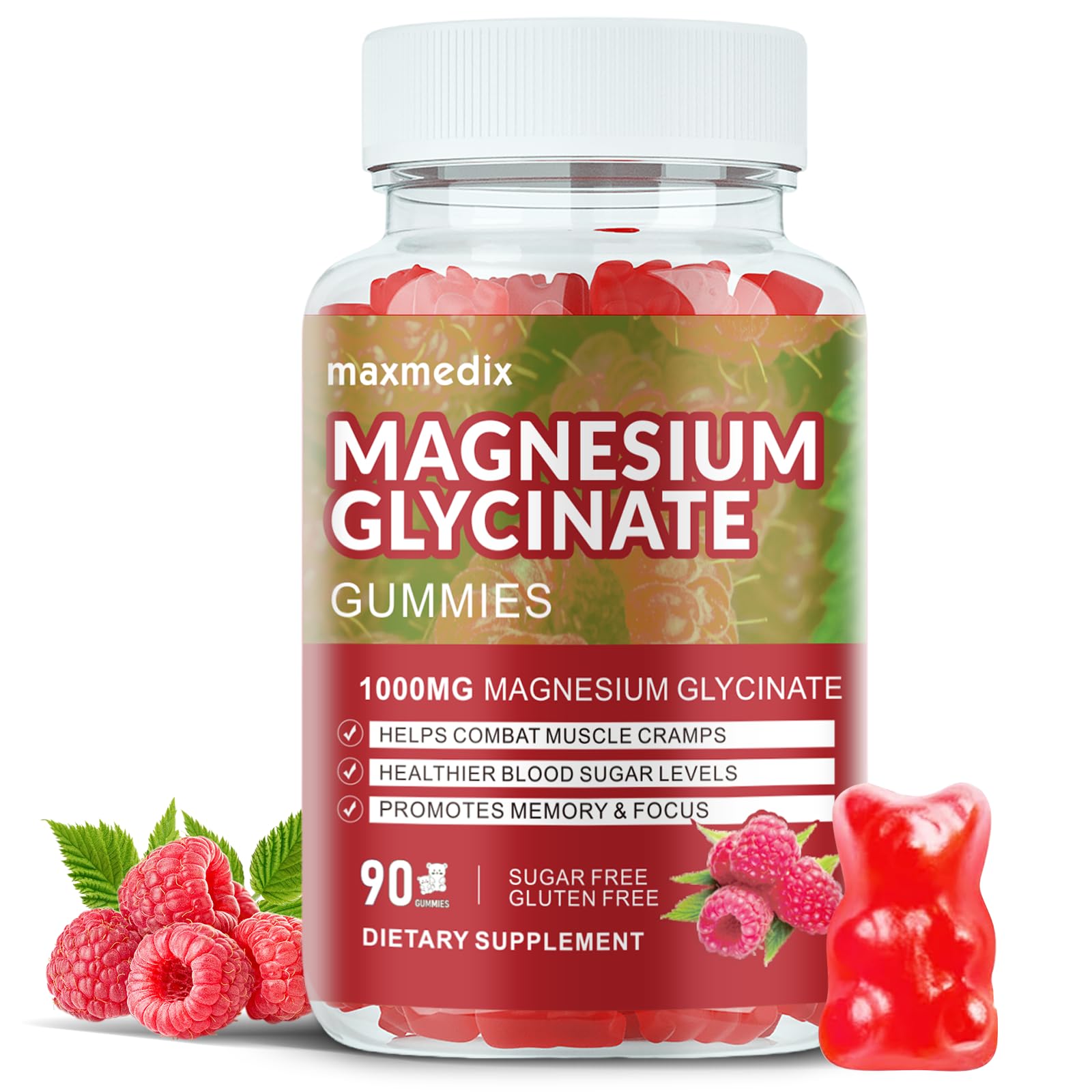 MaxMedix Gominolas Frambuesa Envase: sabor natural y porción conveniente.