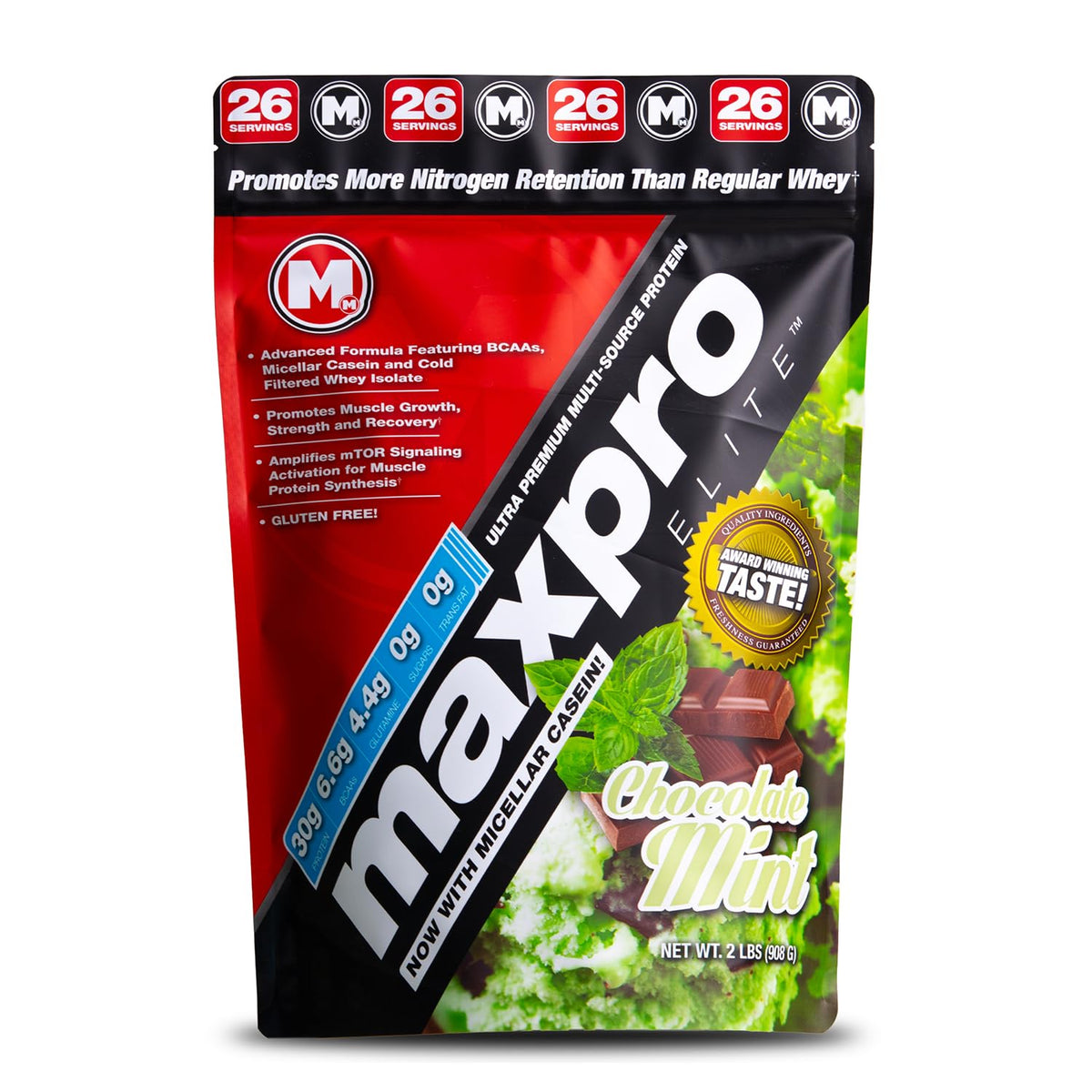 Max Muscle Maxpro Elite: bote de proteína 30 g para medir dosis con precisión.