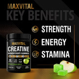 MAXVITAL Creatina Monohidrato gomitas, pre-entrenamiento sin estimulantes para mayor resistencia.