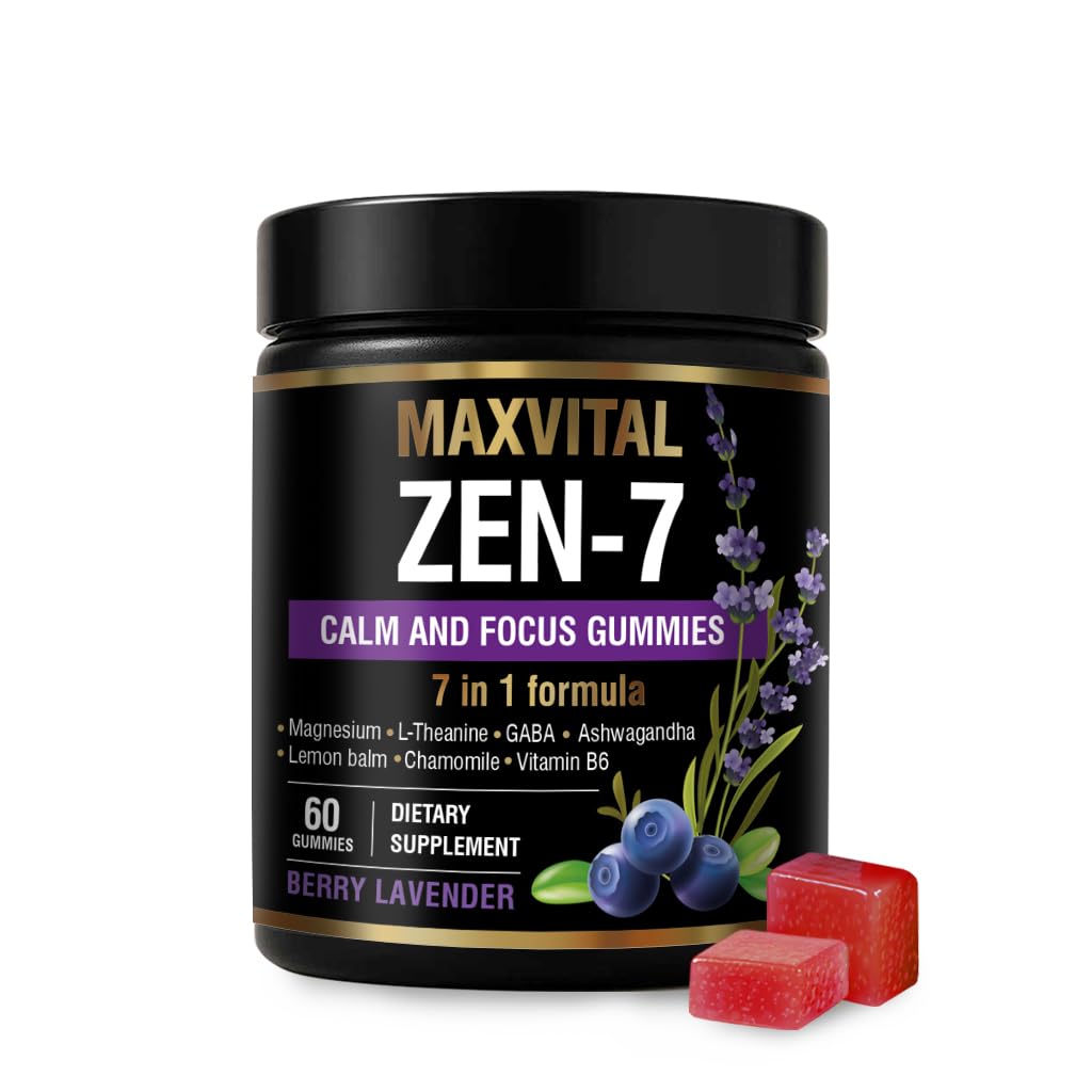 MAXVITAL Zen-7 gomitas en bote, desarrollo diario para calma y concentración.