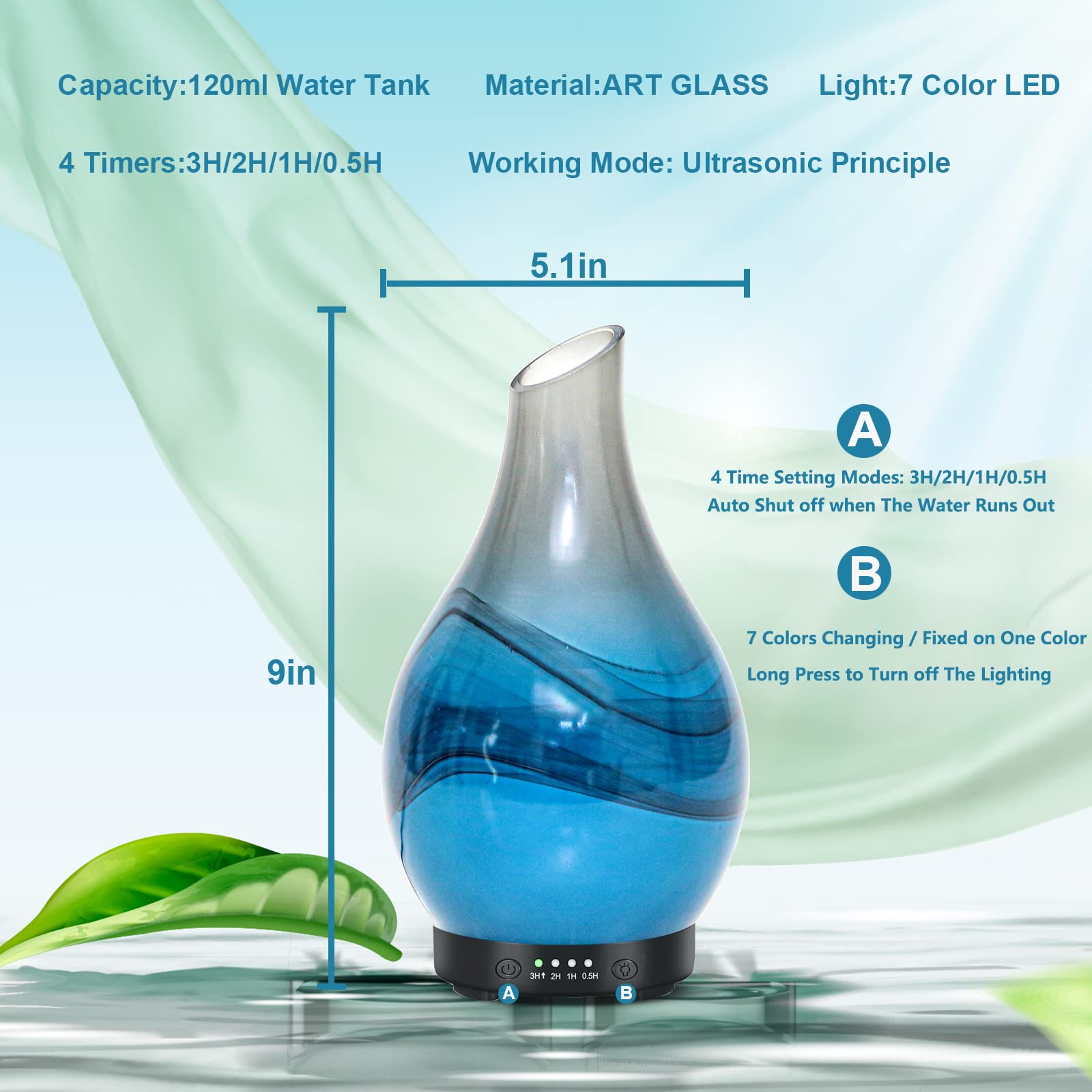 MAXWINER difusor de 120 ml ideal para aromaterapia en cualquier habitación.