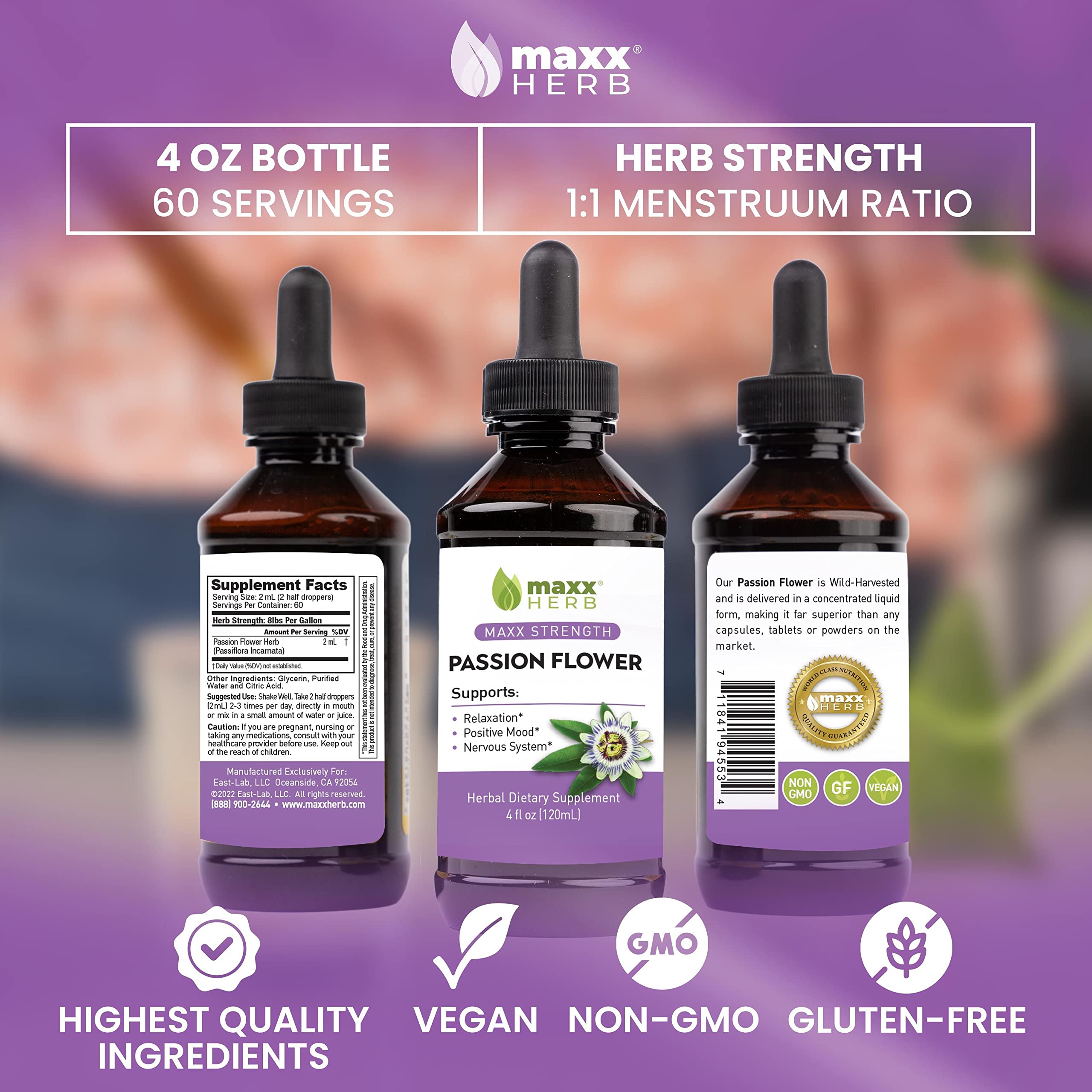 Maxx Herb empaque flor de pasión, caja práctica para almacenamiento