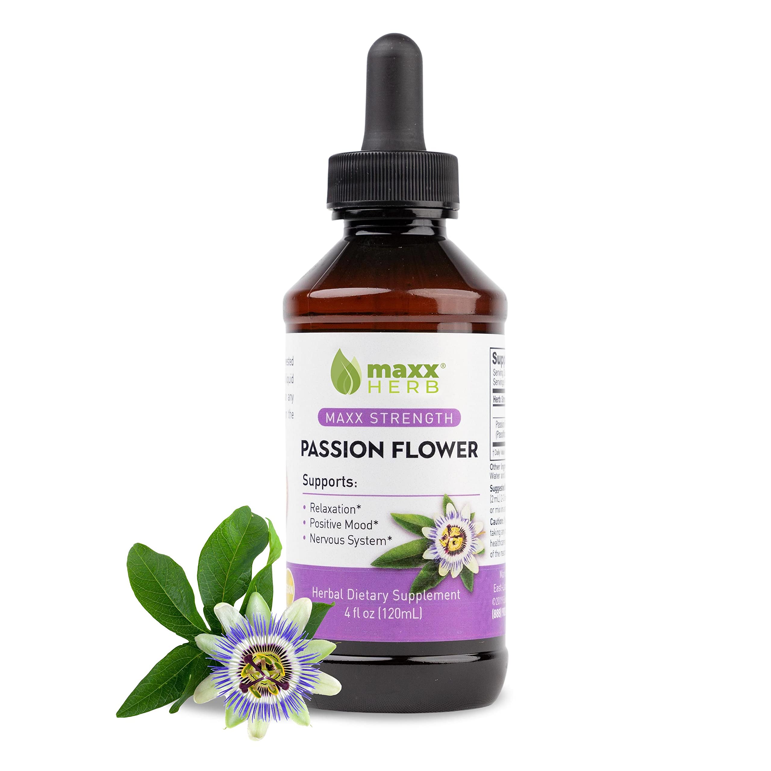 Maxx Herb extracto flor de pasion, botella para relajación nocturna