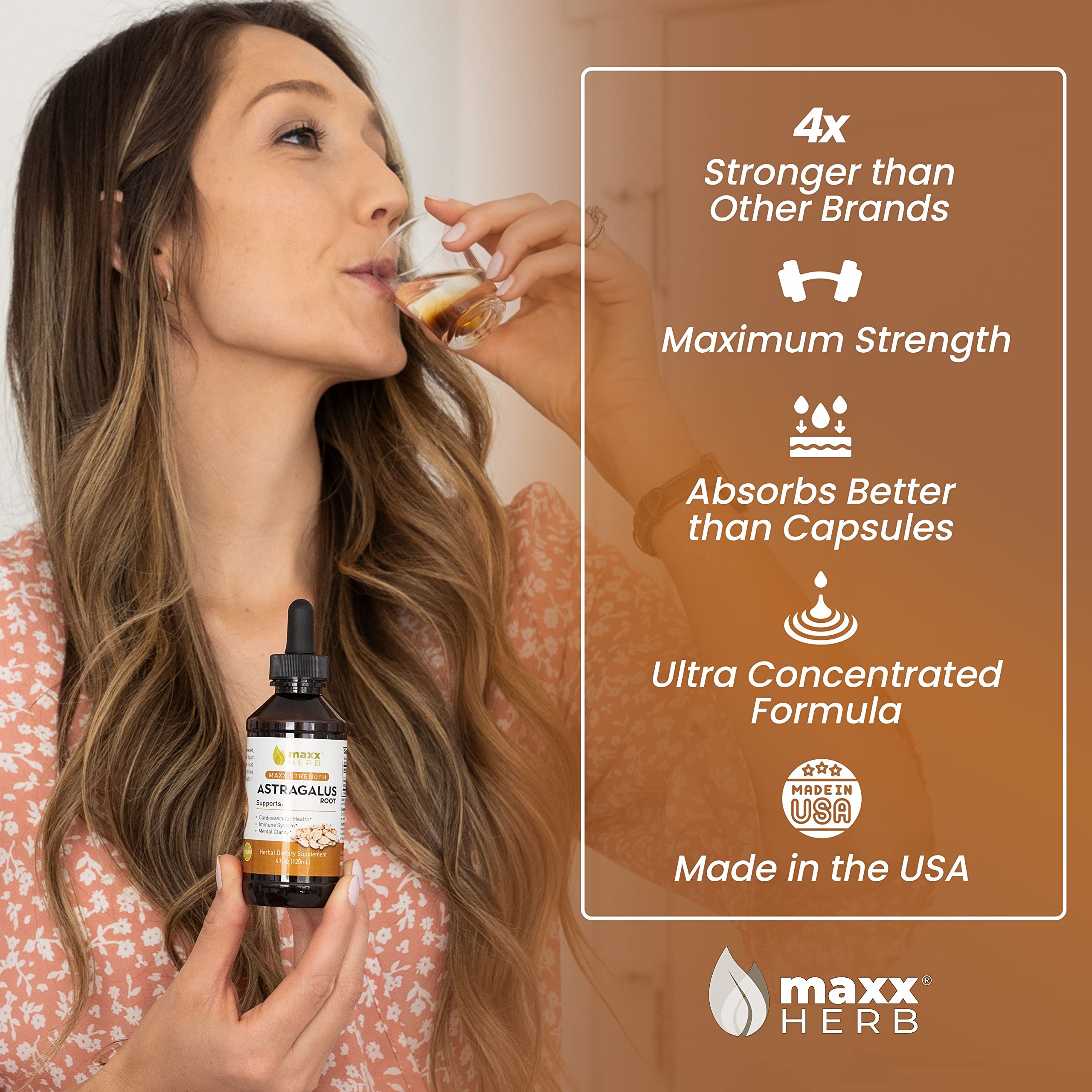 Gotas de tintura de astrágalo para absorción rápida con Maxx Herb.