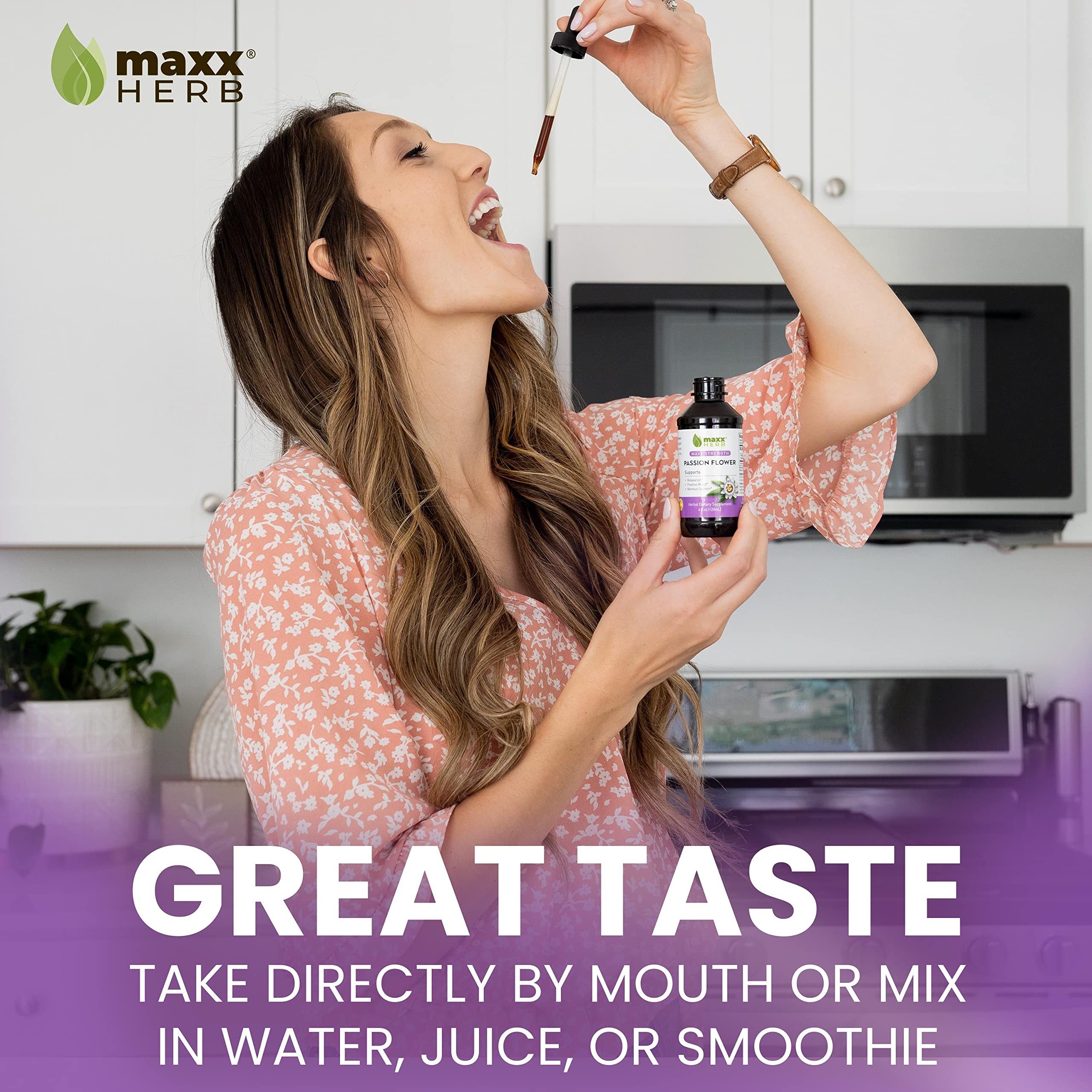Maxx Herb flor de pasión, líquido en vaso, absorción rápida