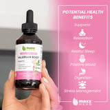 Etiqueta frontal de Maxx Herb Valeriana destacando calidad y origen natural.