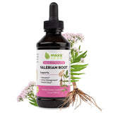 Valeriana de Maxx Herb en bote líquido de cuatro onzas para relajación suave.