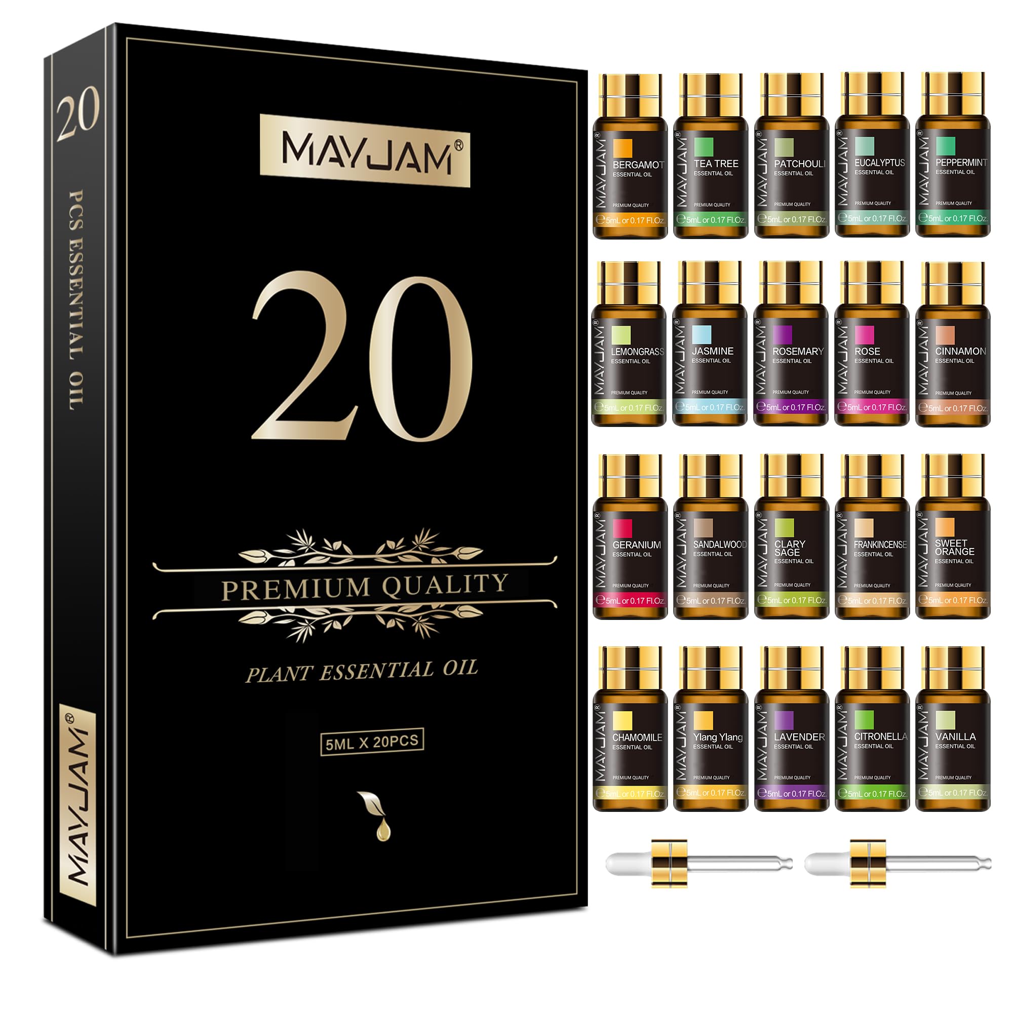 MAYJAM set de aceites esenciales 20 frascos para difusor y relajación.