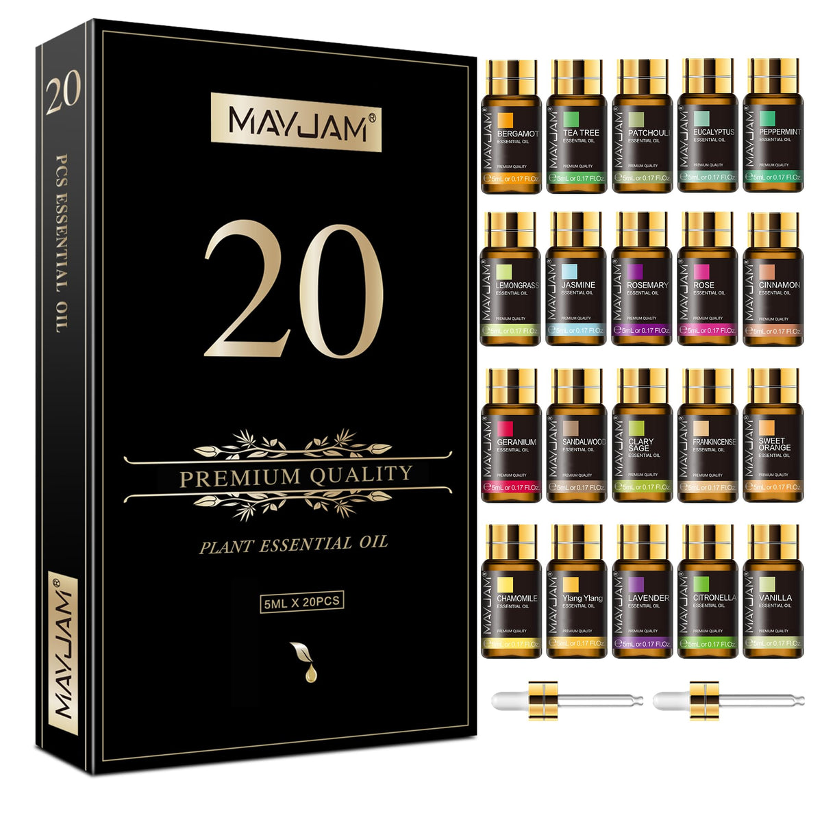 MAYJAM set de aceites esenciales 20 frascos para difusor y relajación.