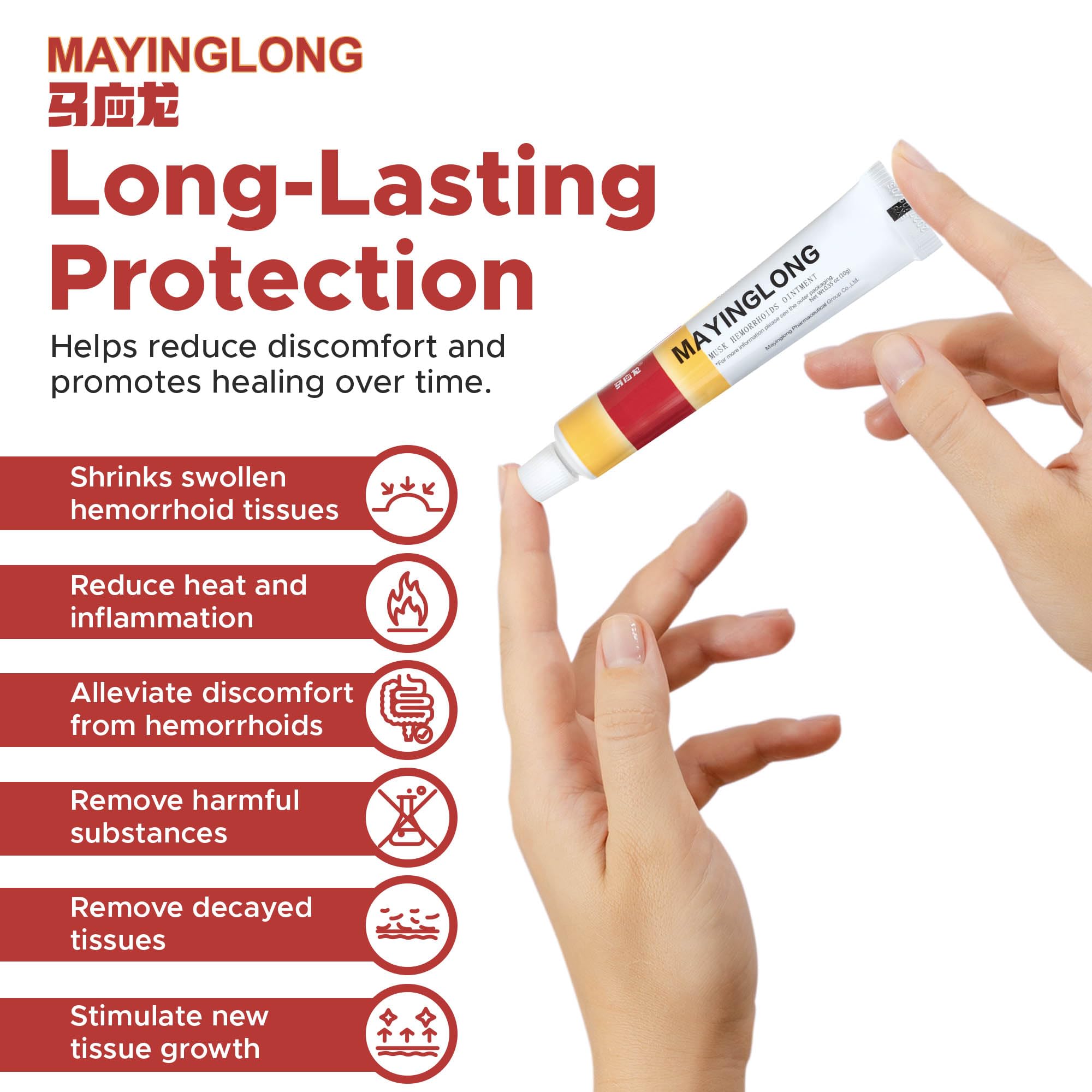 Aplicación externa de Mayinglong: alivio suave para molestias externas.