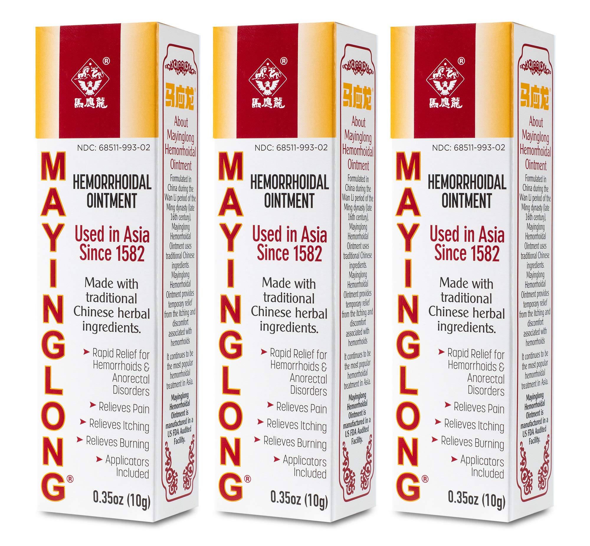 Mayinglong ungüento hemorroidal: empaque compacto para uso diario cómodo.