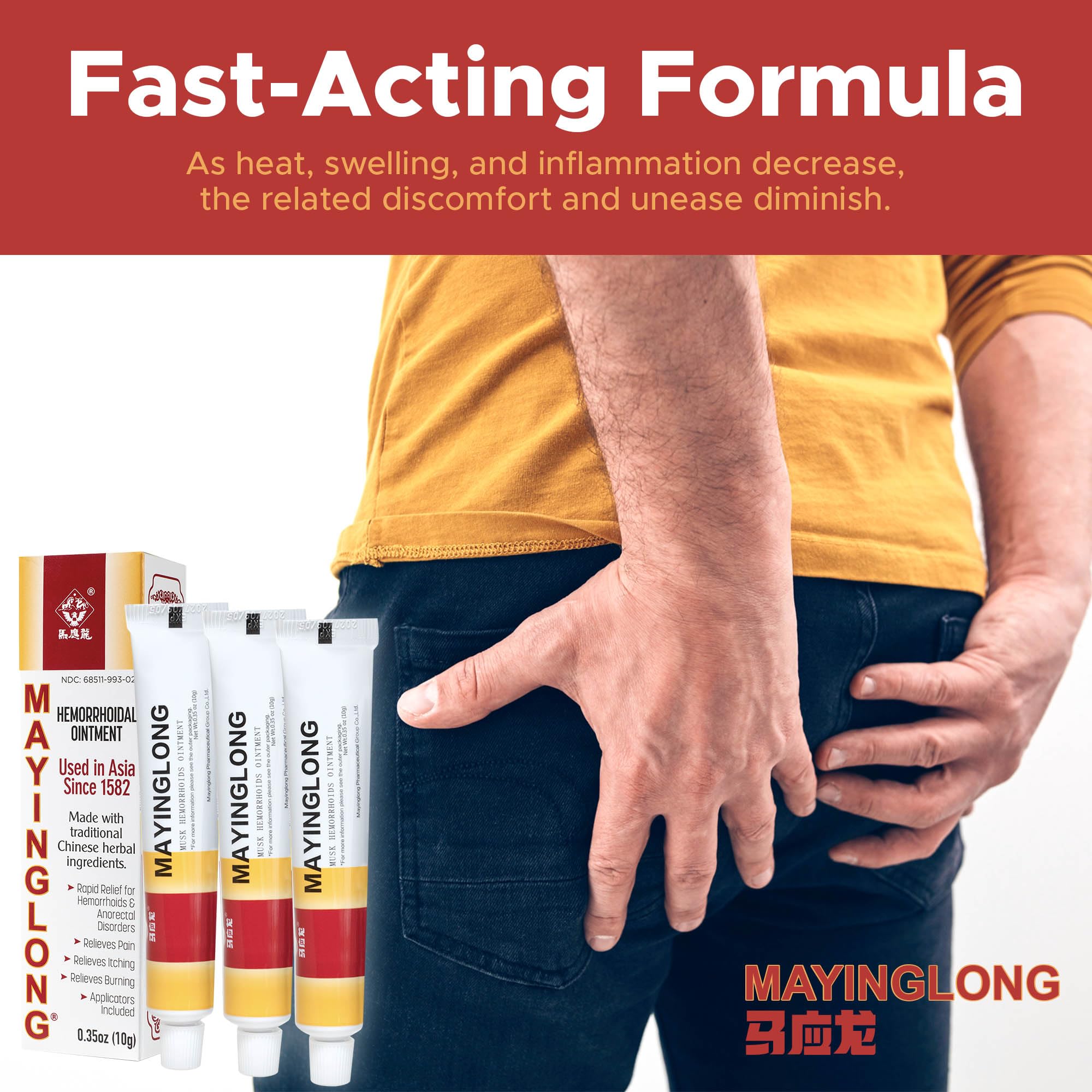 Ingredientes clave de Mayinglong: calamina y boratos para calmar irritaciones.