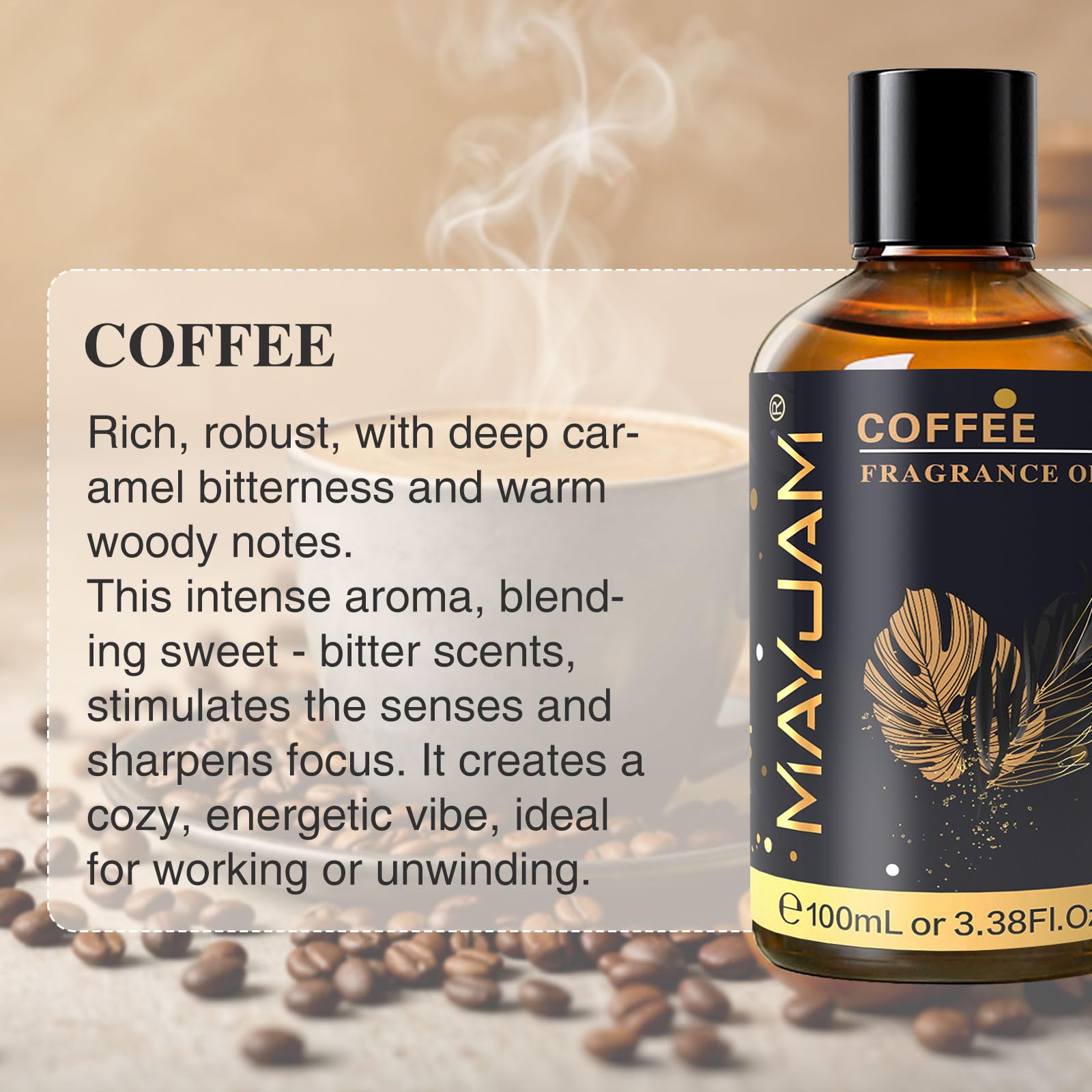 MAYJAM frasco ámbar mantiene la fragancia cafe fresca y duradera