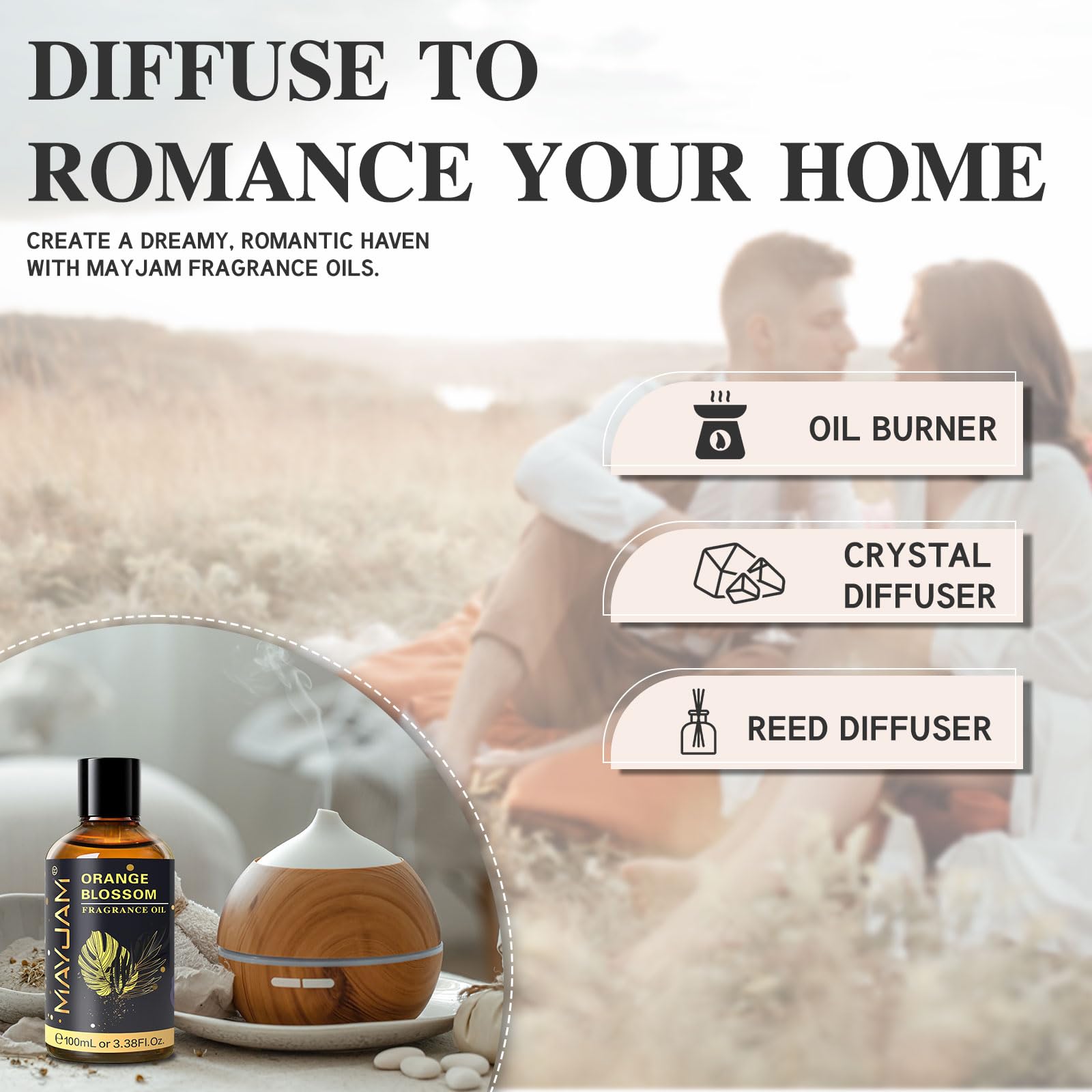 MAYJAM aceite para velas con fragancia de azahar y aroma estable.