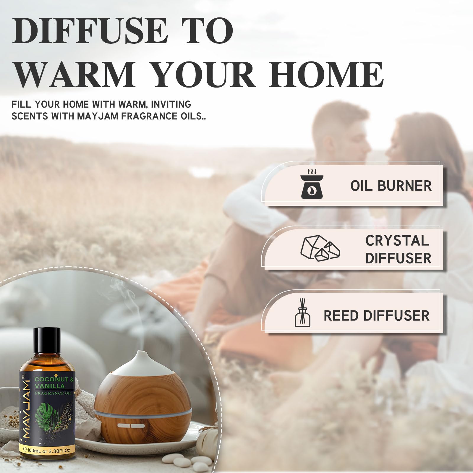 MAYJAM aceite para velas artesanales con aroma cálido