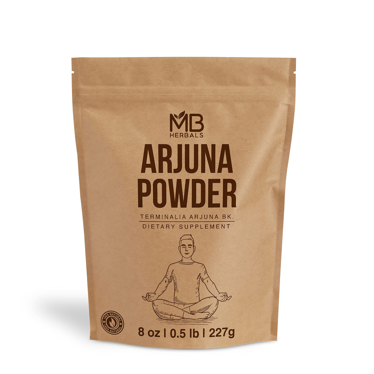 MB Herbals Arjuna polvo de corteza, ideal para rituales de bienestar diario.
