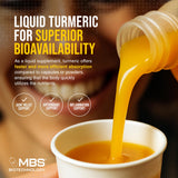 mbs biotechnology curcuma líquida en cocina, presentación de 20 onzas para consumo diario.