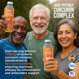 mbs biotechnology curcuma líquida color ambar, ideal para mezclar en bebidas diarias.