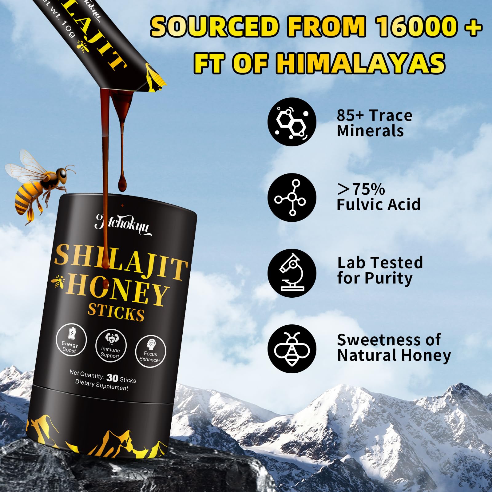 Barras Mchokuu Miel Shilajit textura en primer plano