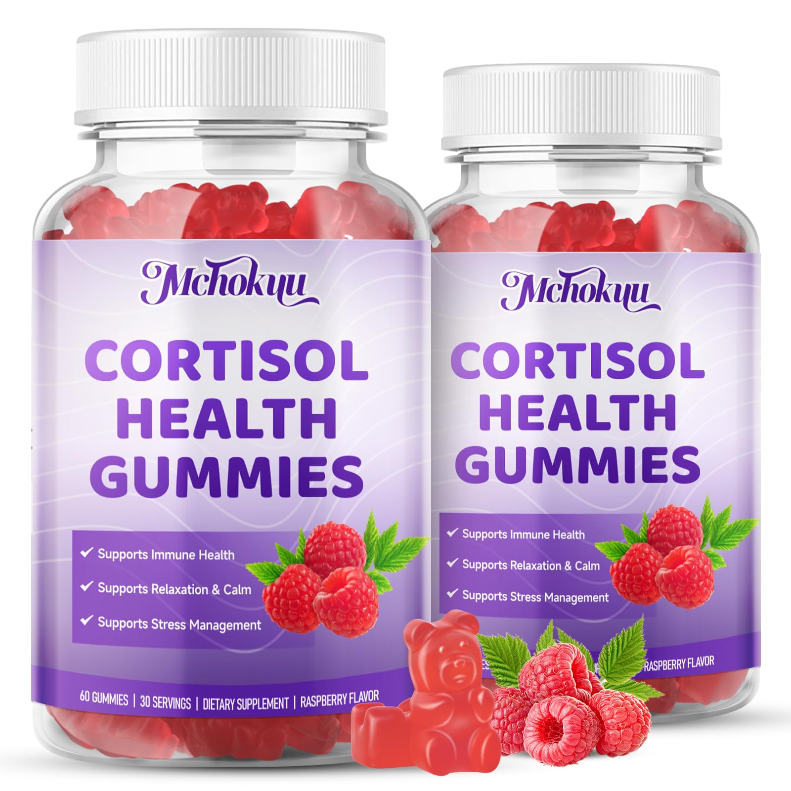 Gomitas Mchokuu cortisol sabor frambuesa, ritual diario de bienestar.