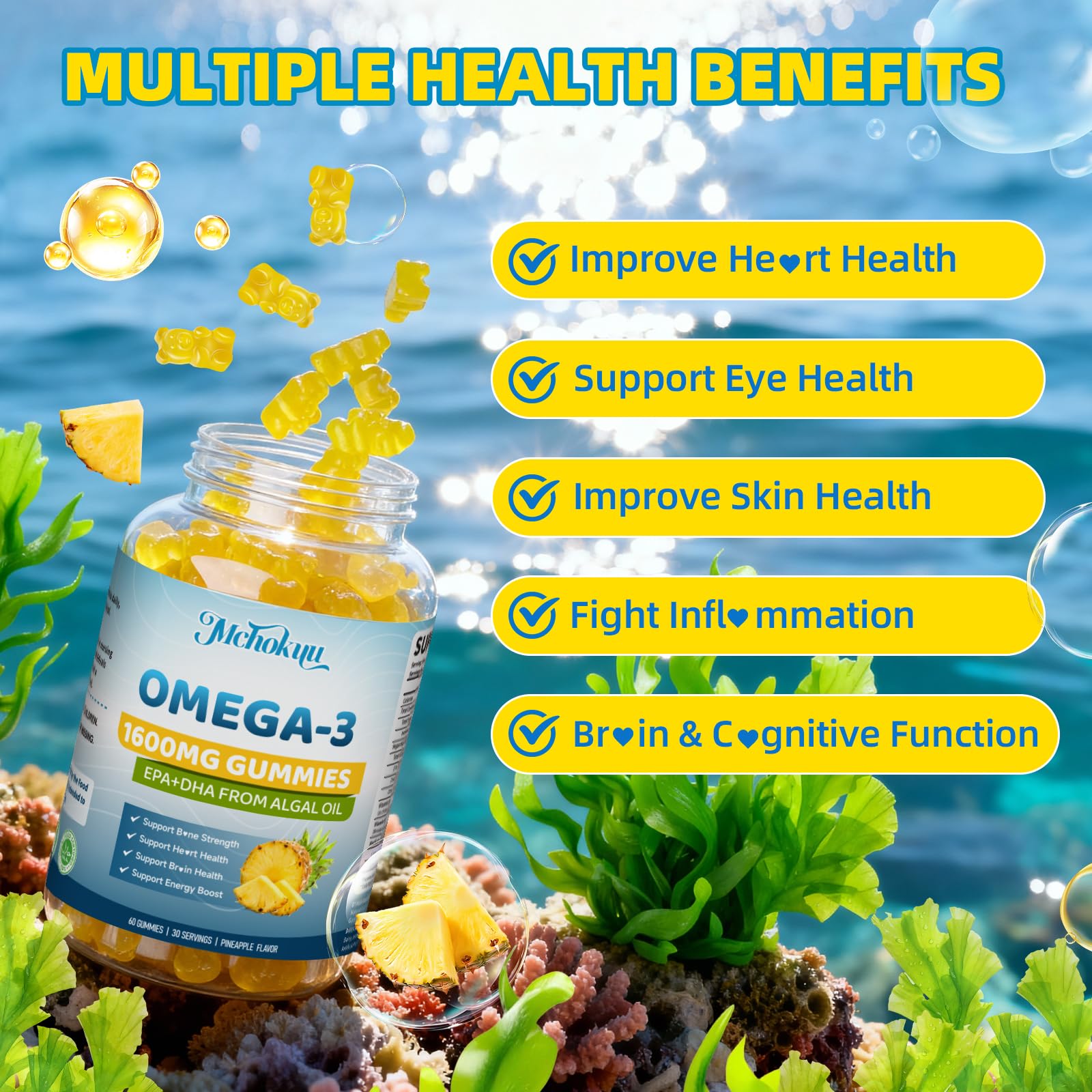 Fórmula vegana sin gelatina para Mchokuu Omega-3