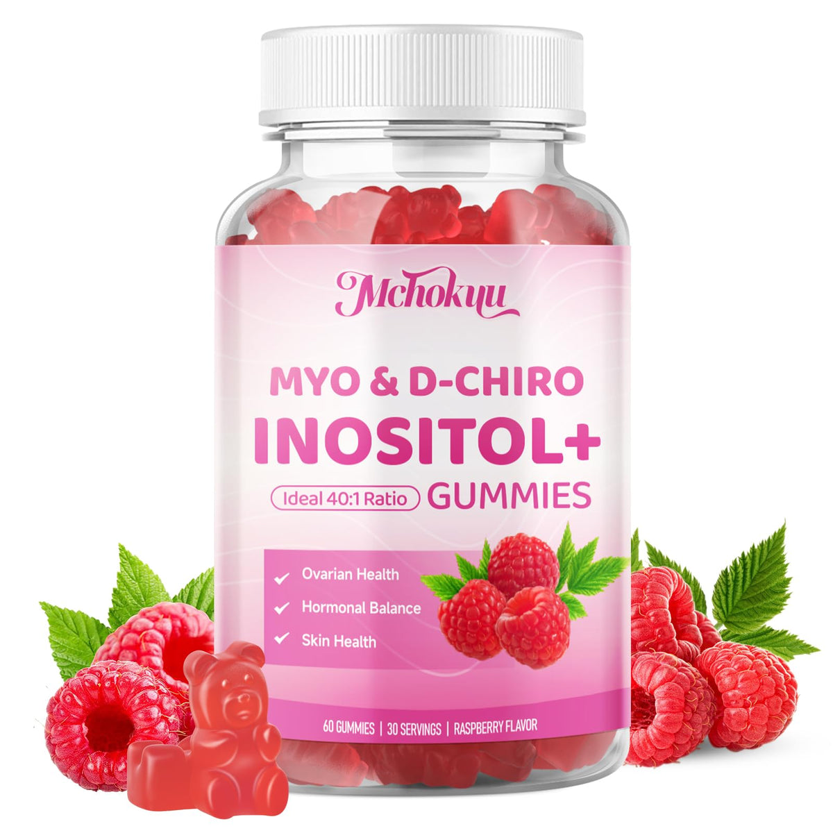 Gomitas Mchokuu Myo-Inositol en botella para bienestar diario.
