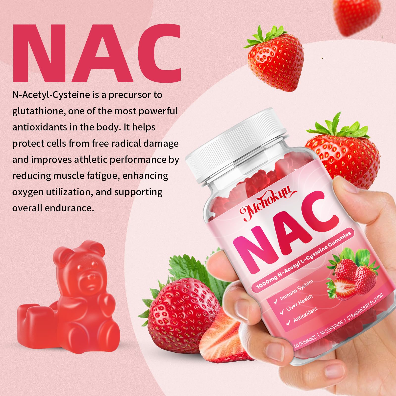Producto GMP: NAC Gomitas de Mchokuu con control de calidad.