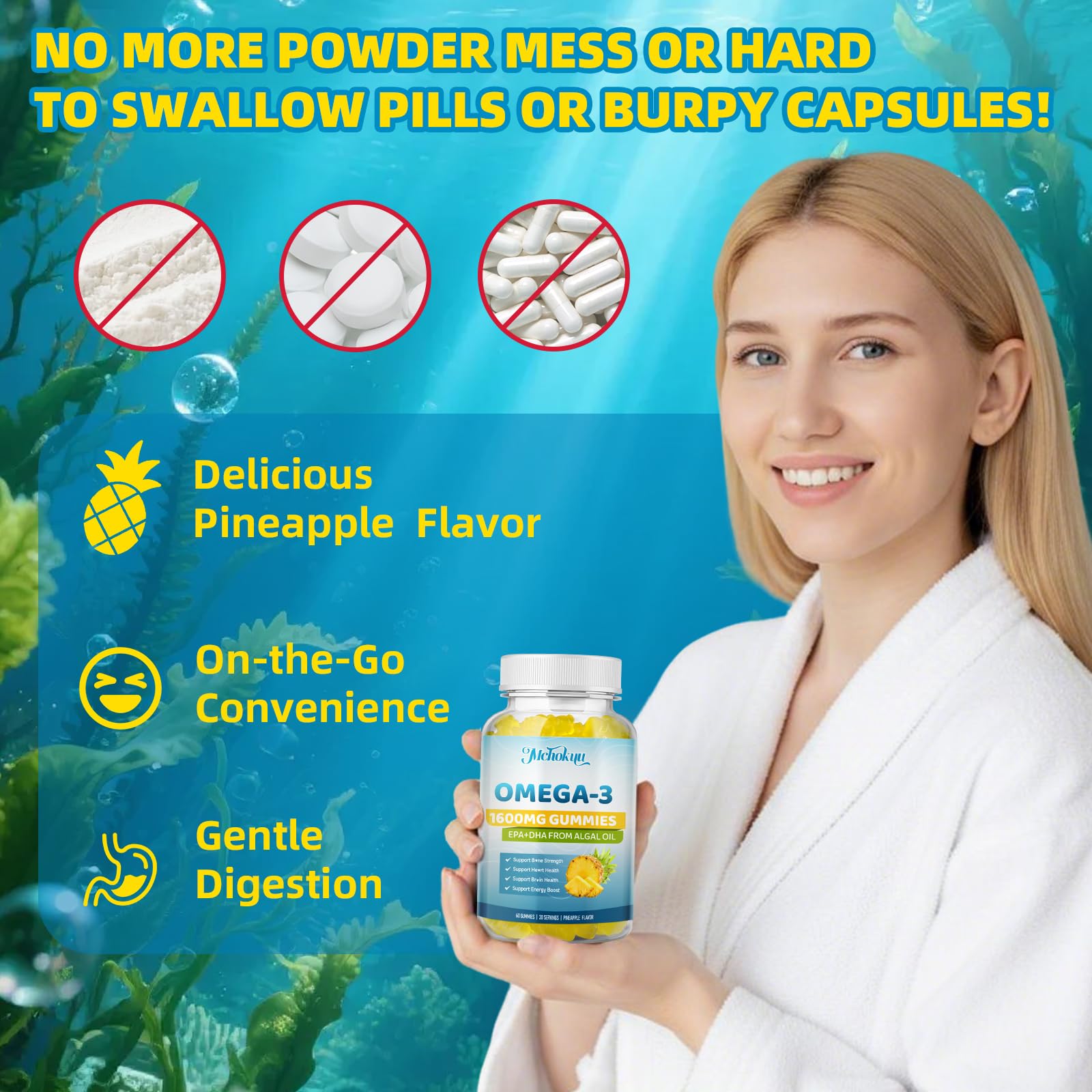 Gomitas sabor piña de Mchokuu, aptas para niños y adultos.