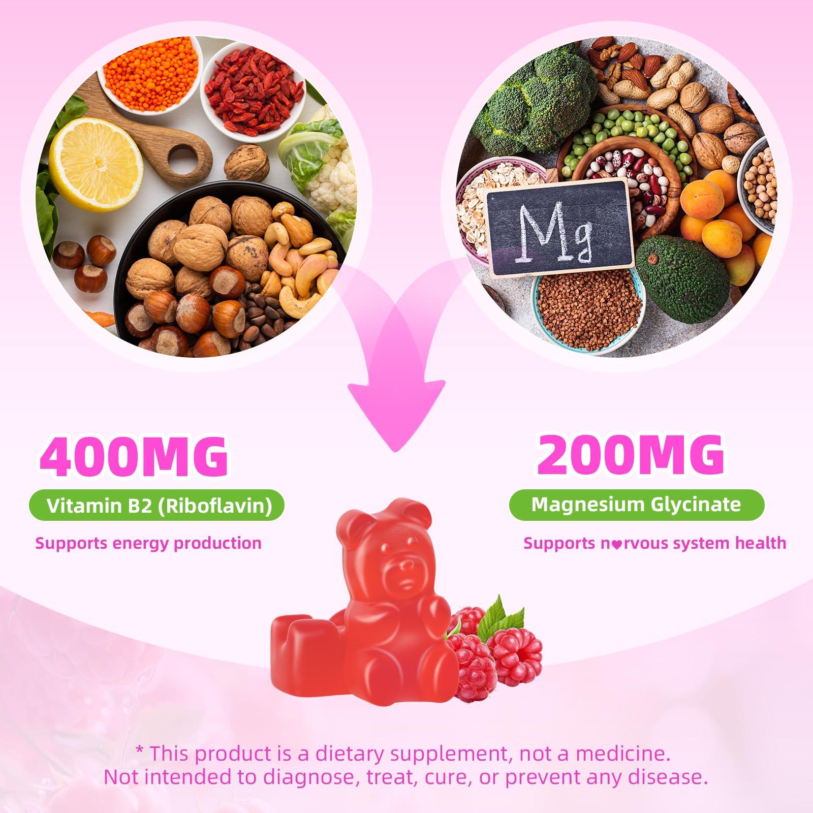 Etiqueta vegana de Mchokuu Vitamina B2, sin GMO y apoyo diario.