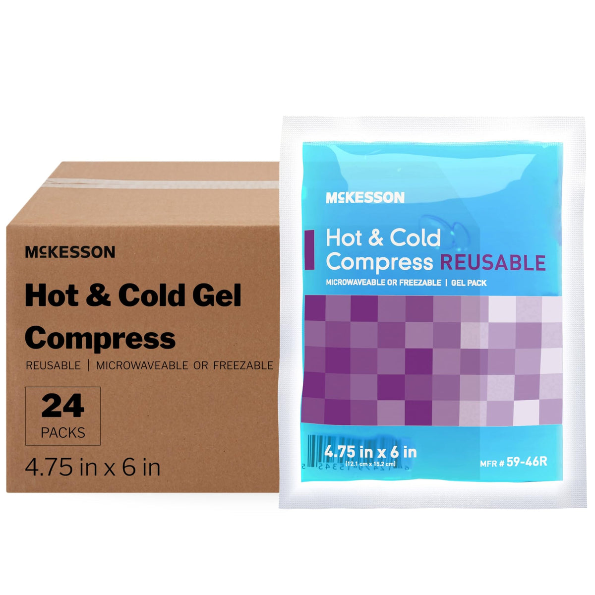 Compresas McKesson de gel para frío y calor, 4,75 x 6, ofrecen alivio versátil.