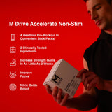 Polvo de Mdrive Accelerate con sabor frambuesa para mezclar.