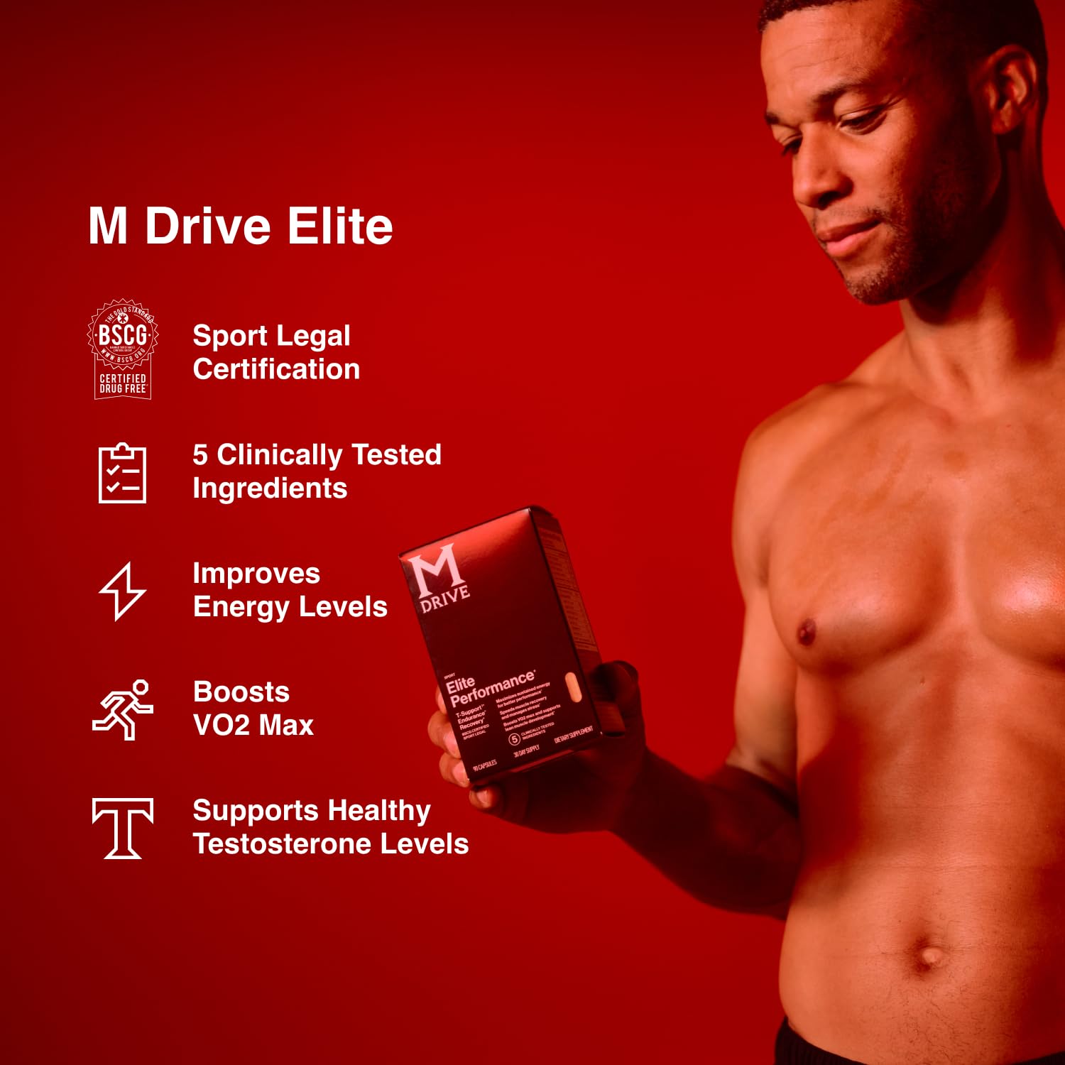 Etiqueta nutricional de Mdrive Elite con guía clara de uso.