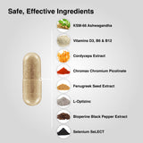 Tabla de nutrientes de Mdrive Elite destacando KSM-66 Ashwagandha y zinc.