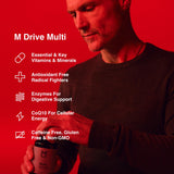 Mdrive Multivitamin para Hombres: botella frontal para revisión rápida de dosis