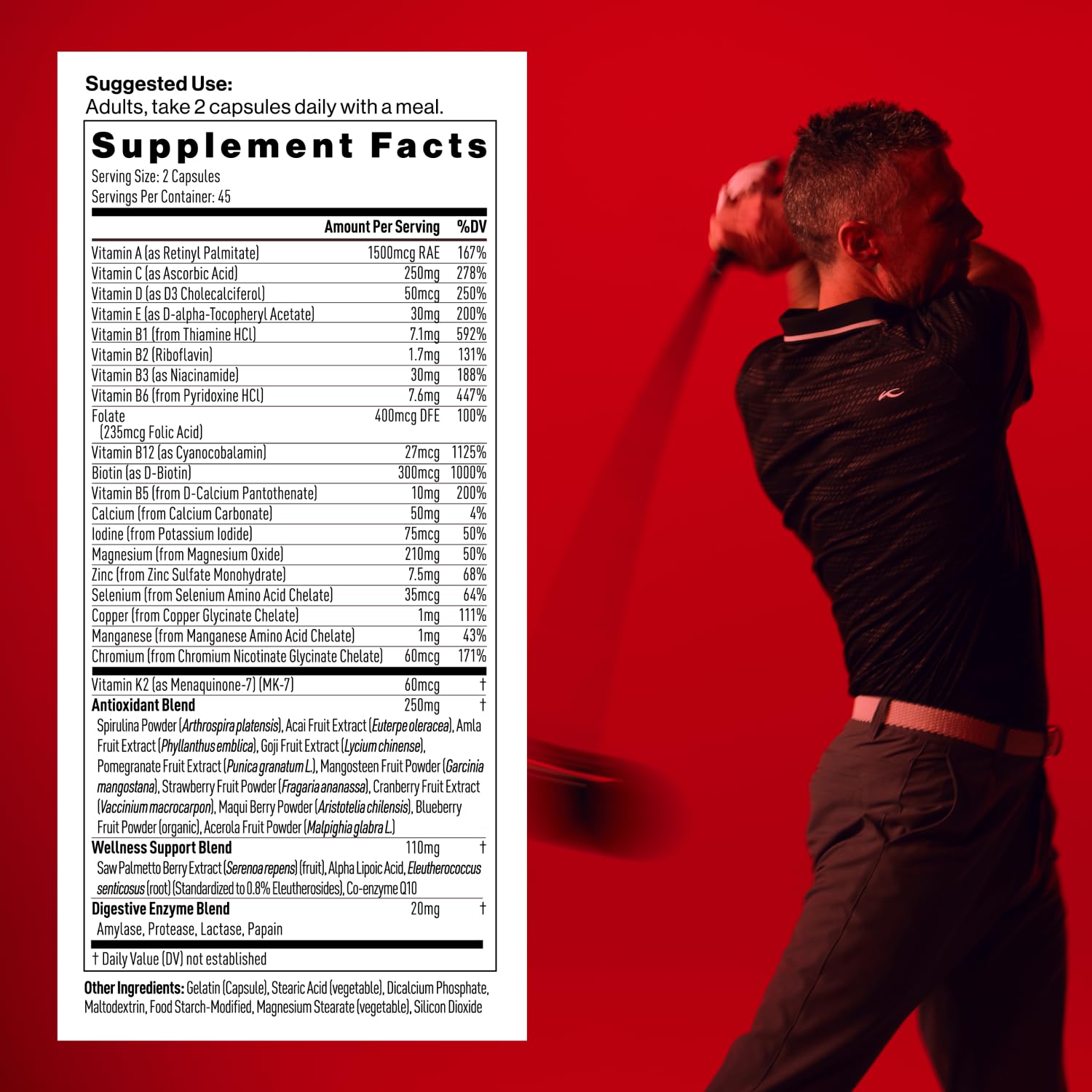 Mdrive Multivitamin para Hombres: etiqueta de nutrientes clave para referencia rápida