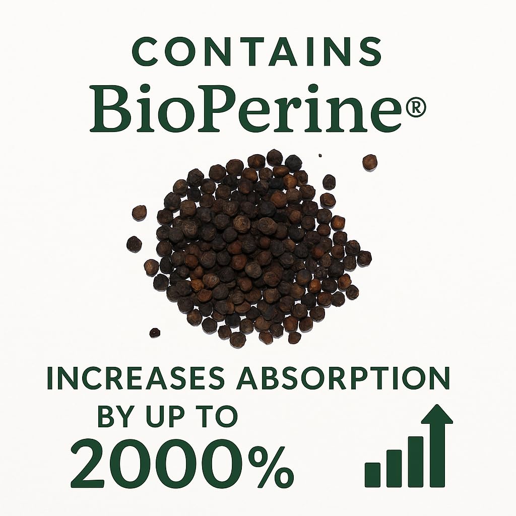 Me First Living Bioperine 10 mg, etiqueta del envase mostrando beneficios de absorción