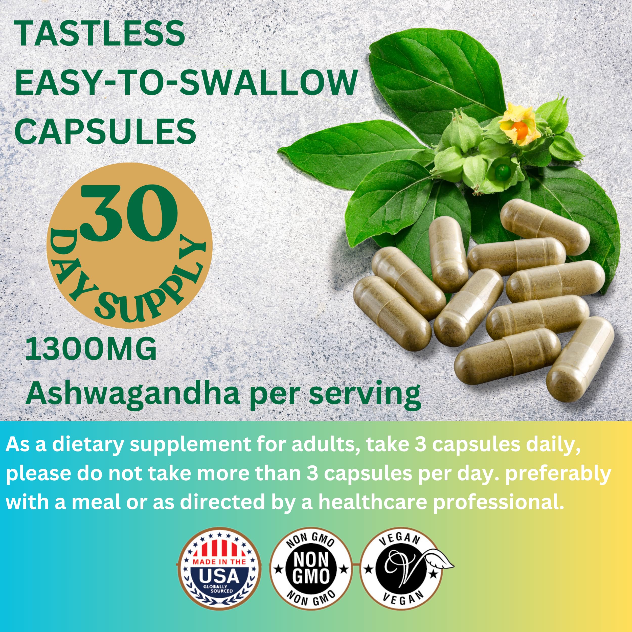 ME GUSTA HEALTH Ashwagandha cápsulas, en caja, envase práctico para el día.