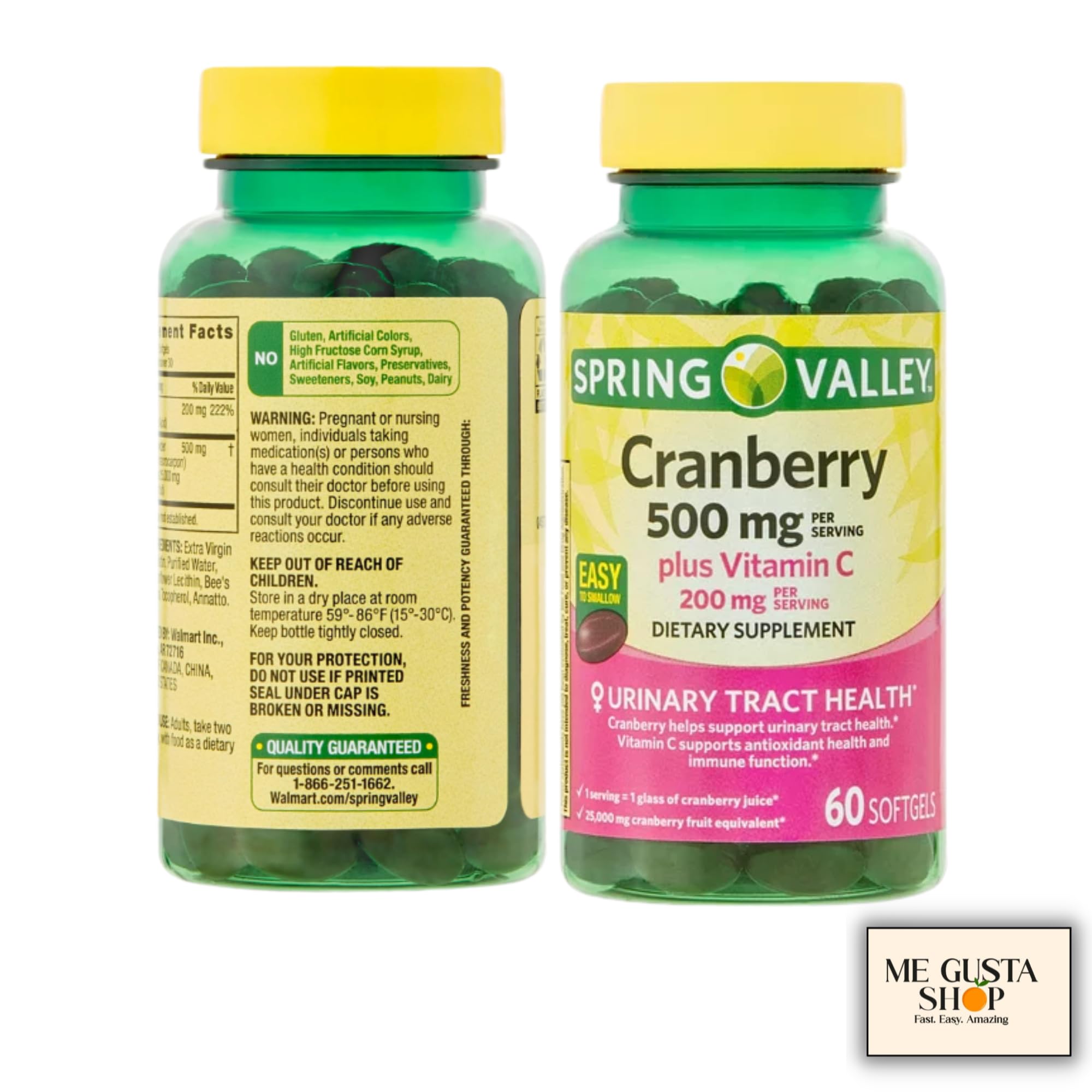 ME GUSTA SHOP Cranberry con Vitamina C, dosis diaria para rutina saludable.
