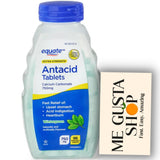 Equate antiácido masticable 750 mg, empaque frontal, práctico para uso diario.