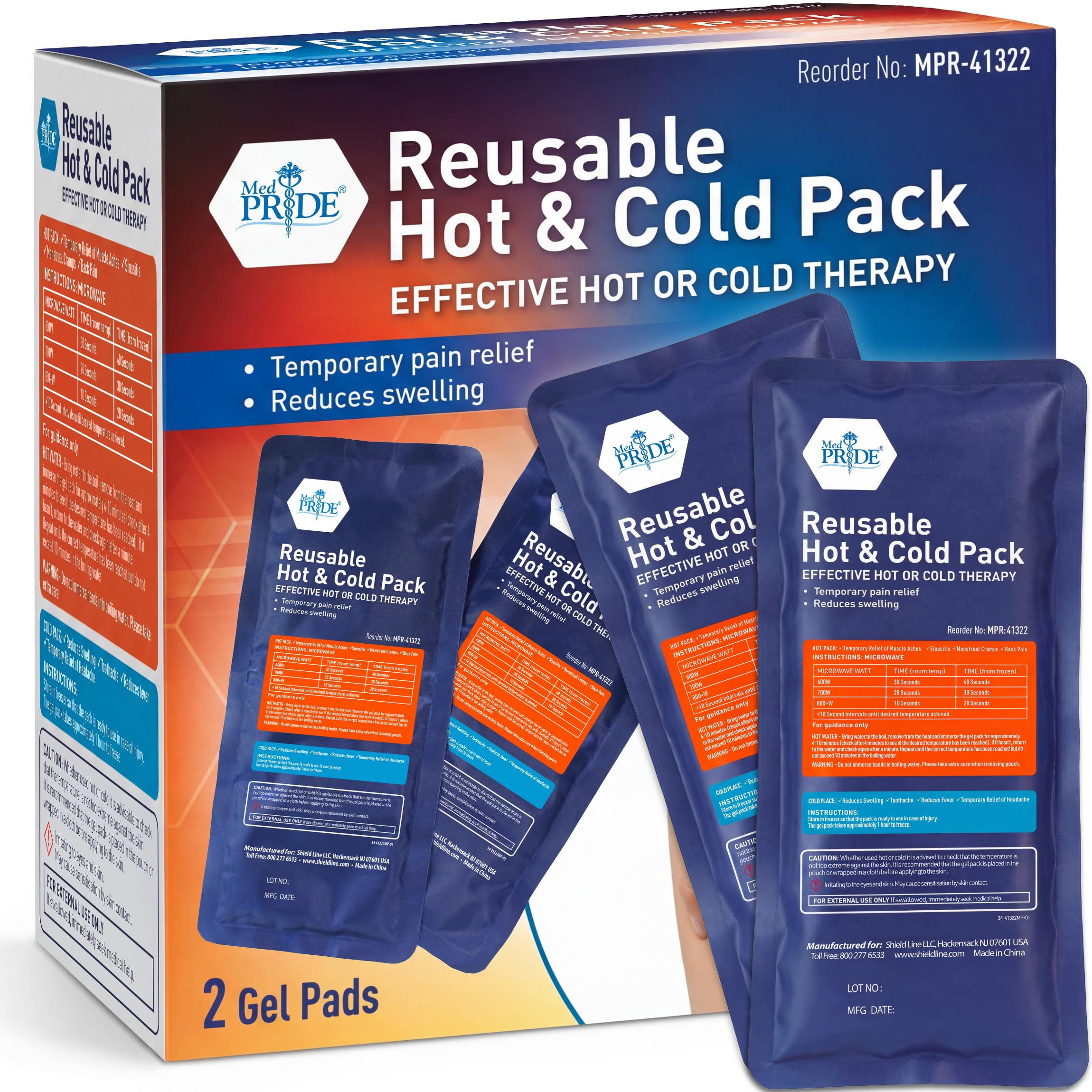 MED PRIDE bolsas gel calor frio dos unidades, alivio versátil para molestias.