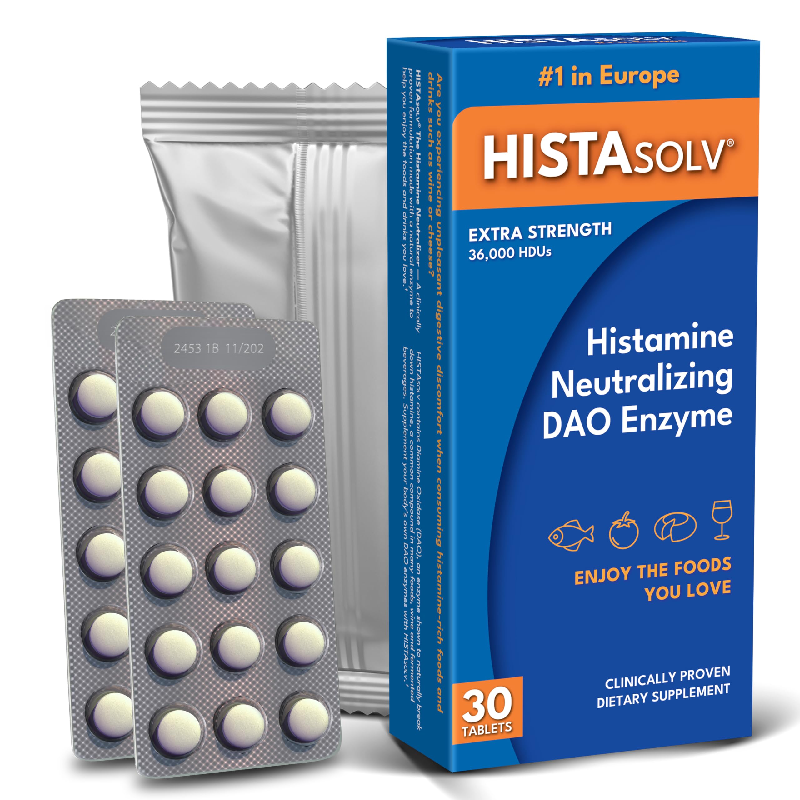 Medagel HISTAsolv, blíster de tabletas, facilita tomar antes de comidas para comodidad diaria.