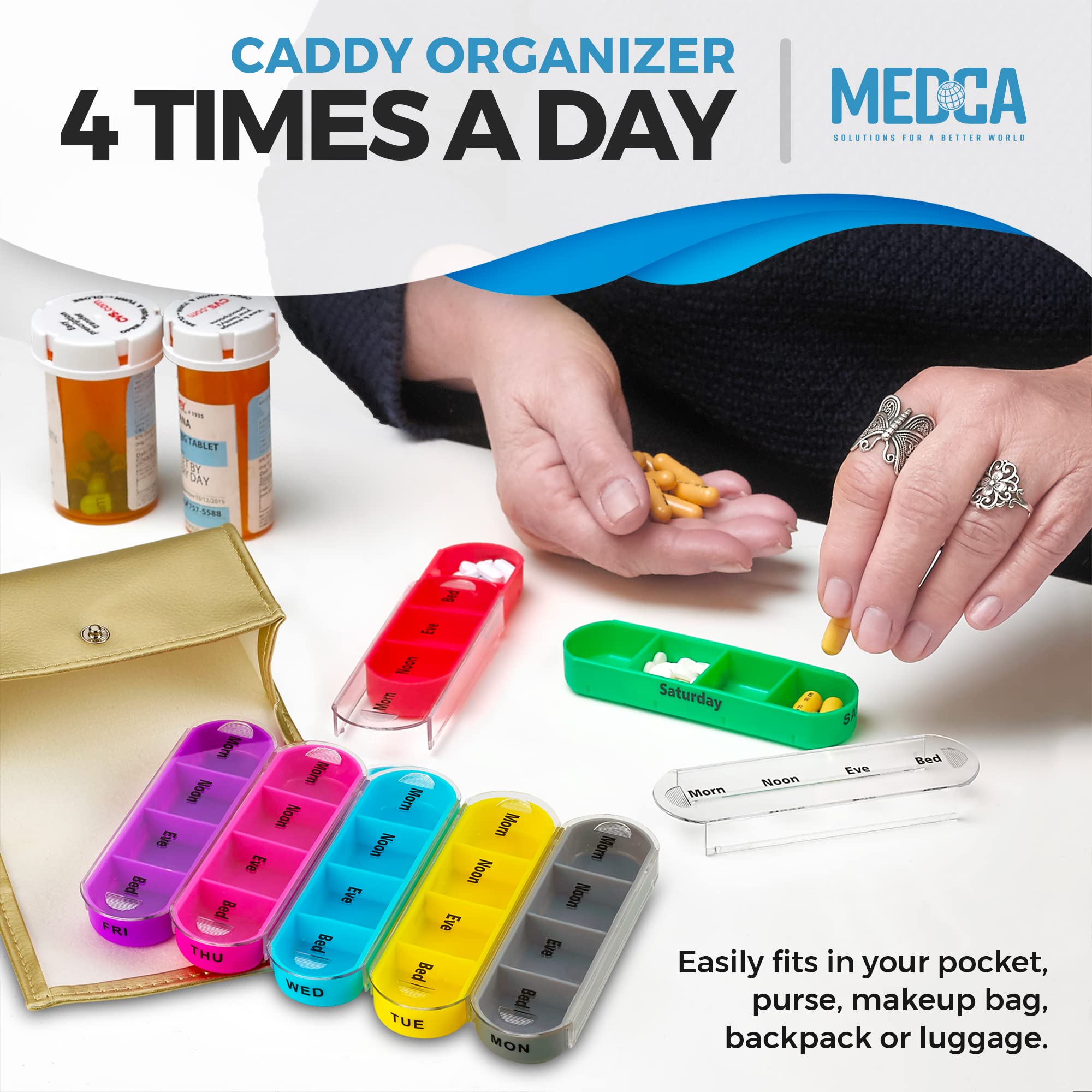 MEDca organizador con tapa deslizante para pastillas seguras
