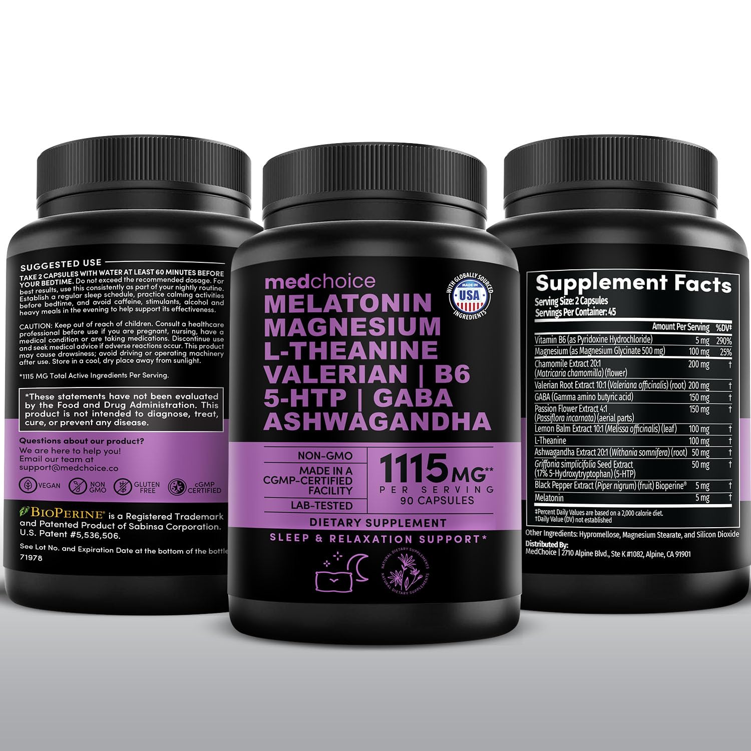 MedChoice frasco compacto para dormir mejor y despertar con energía suave.