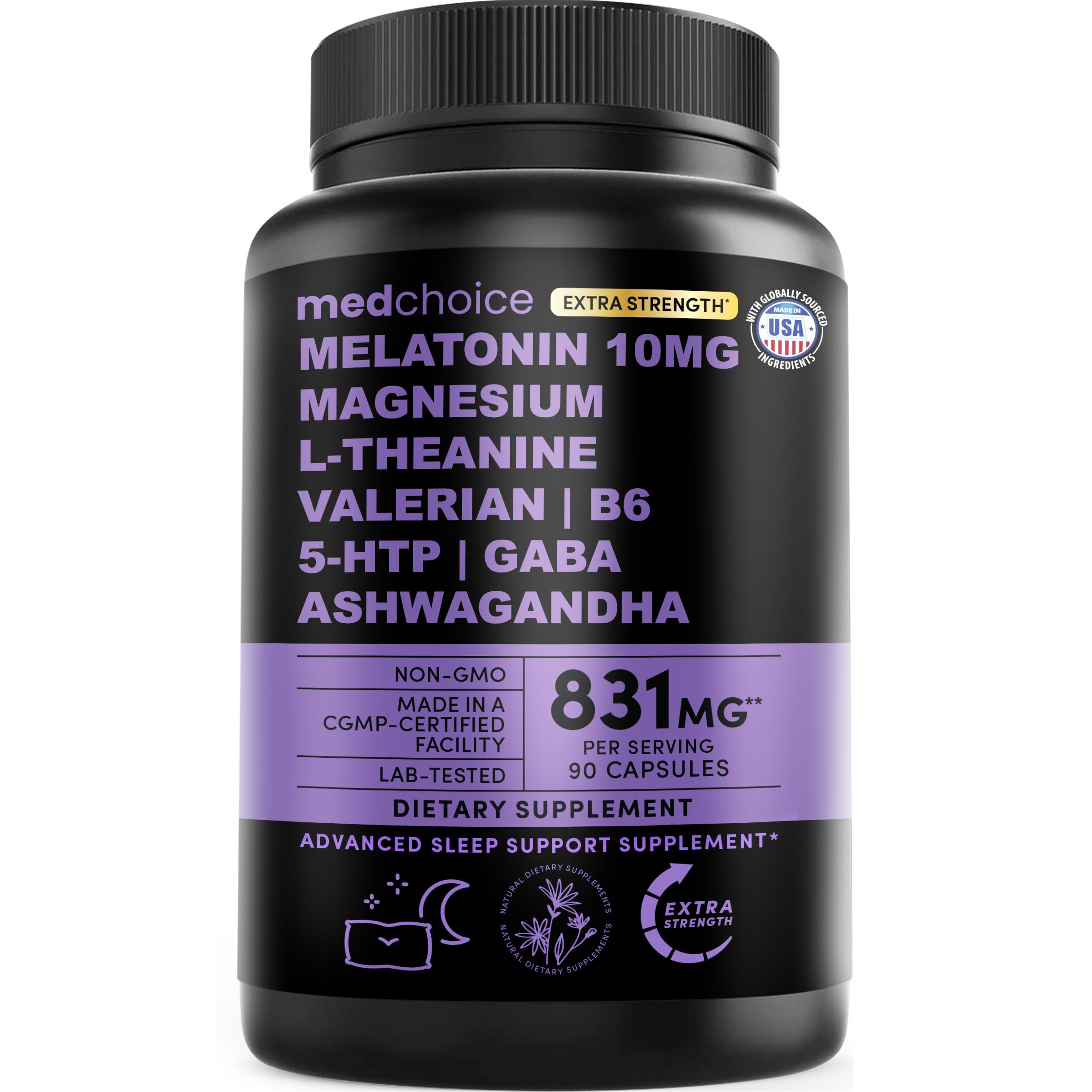 MedChoice Melatonina, frasco de cápsulas para dormir mejor