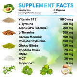 MedChoice Nootrópico 12 en 1: colina y B12 para energía mental sostenida.