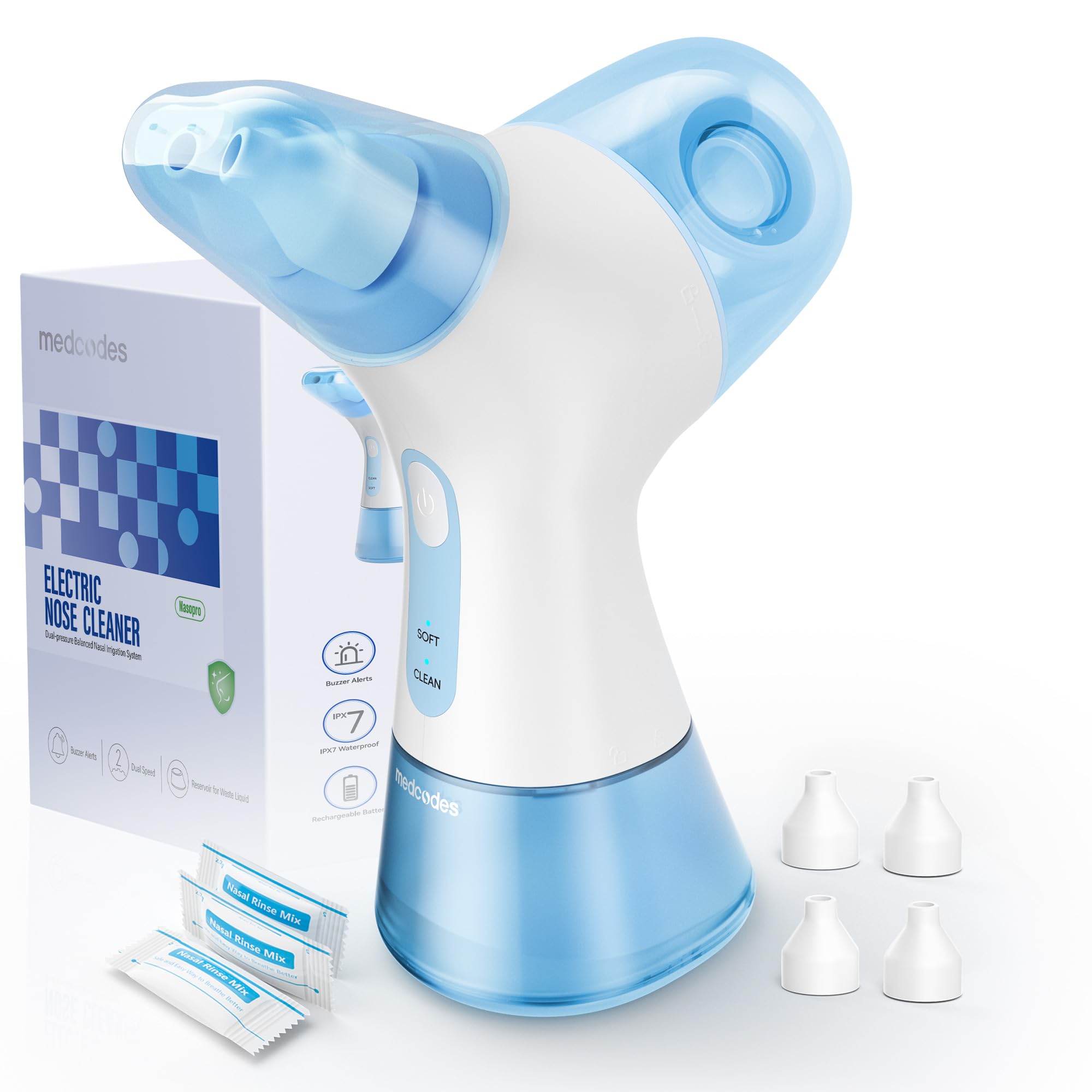 Medcodes lavado nasal con tanque doble para congestión nasal diaria.