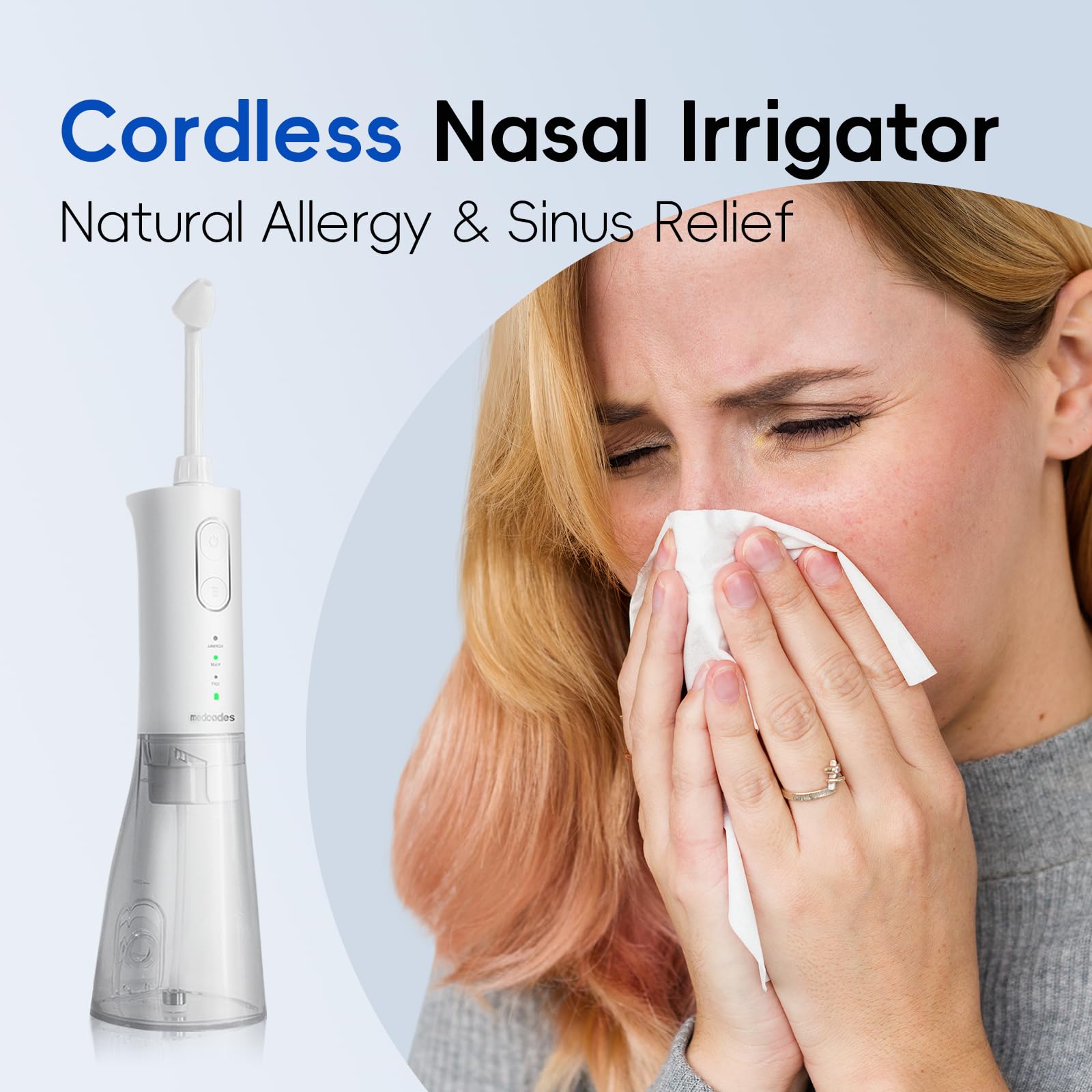 Capacidad de 300 ml en Medcodes Neti Pot para enjuague completo