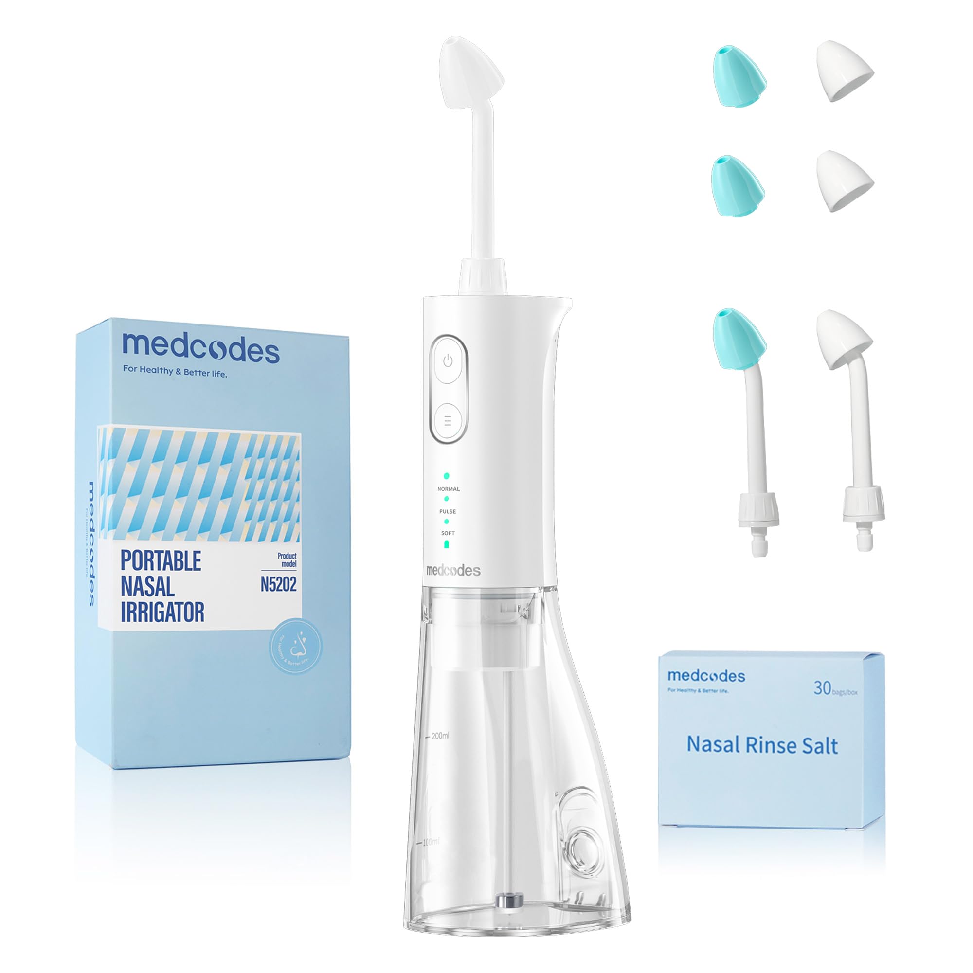 Medcodes Neti Pot enjuague pulsátil para congestión nasal